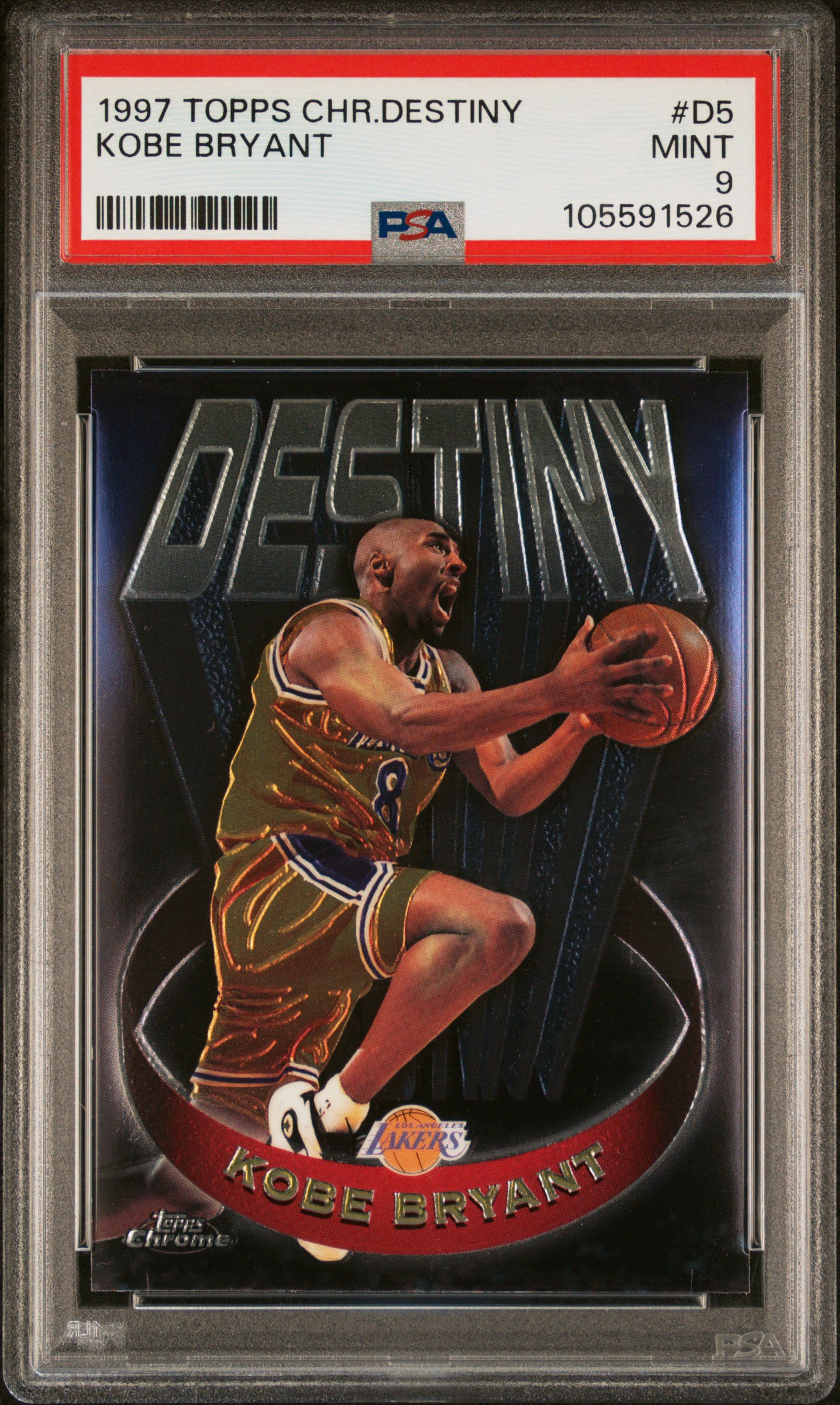 1997 Topps Chrome Destiny Kobe Bryant #D5 Mint 9 front