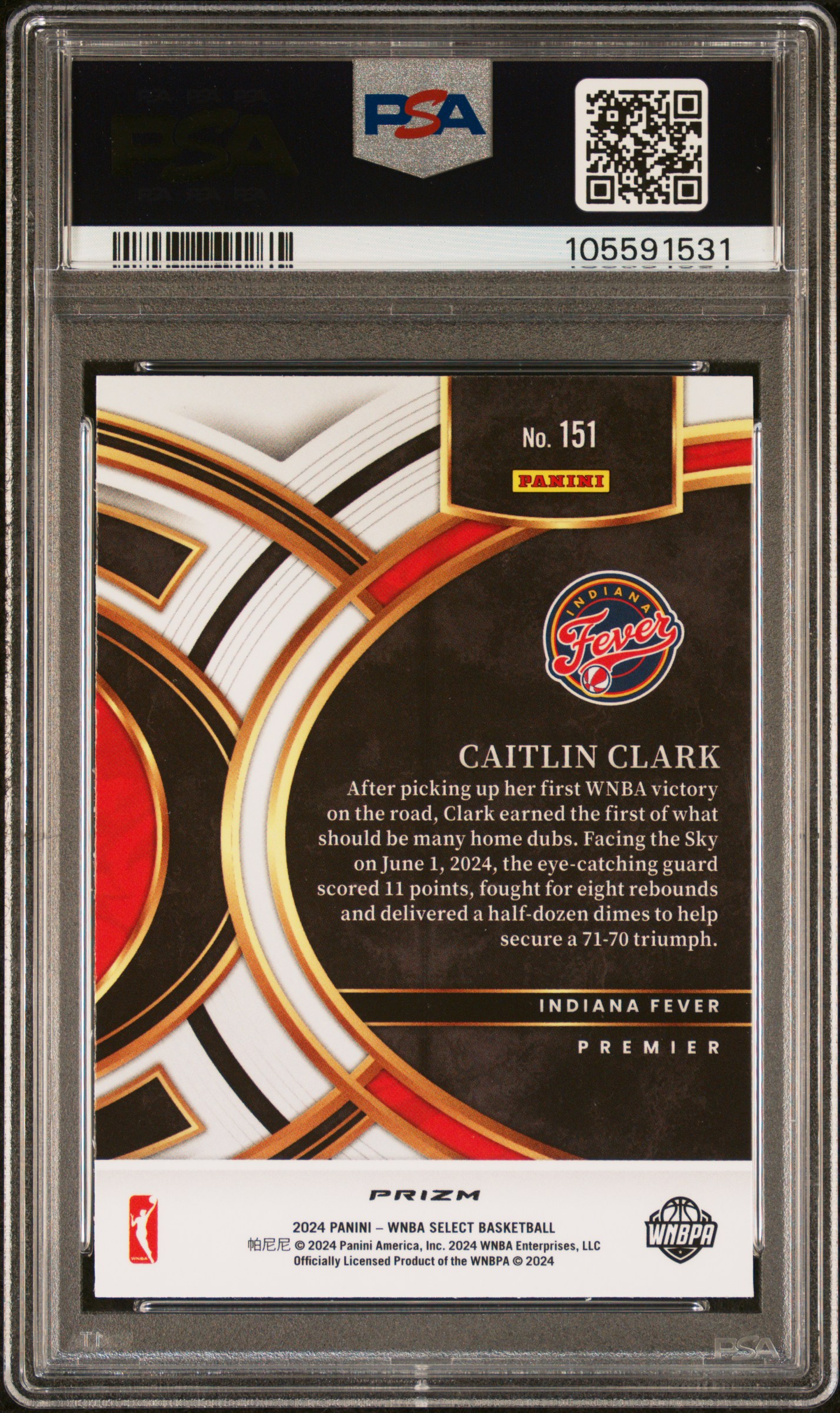 2024 Panini Select Wnba Caitlin Clark #151 (Pink Ice) Mint 9 back