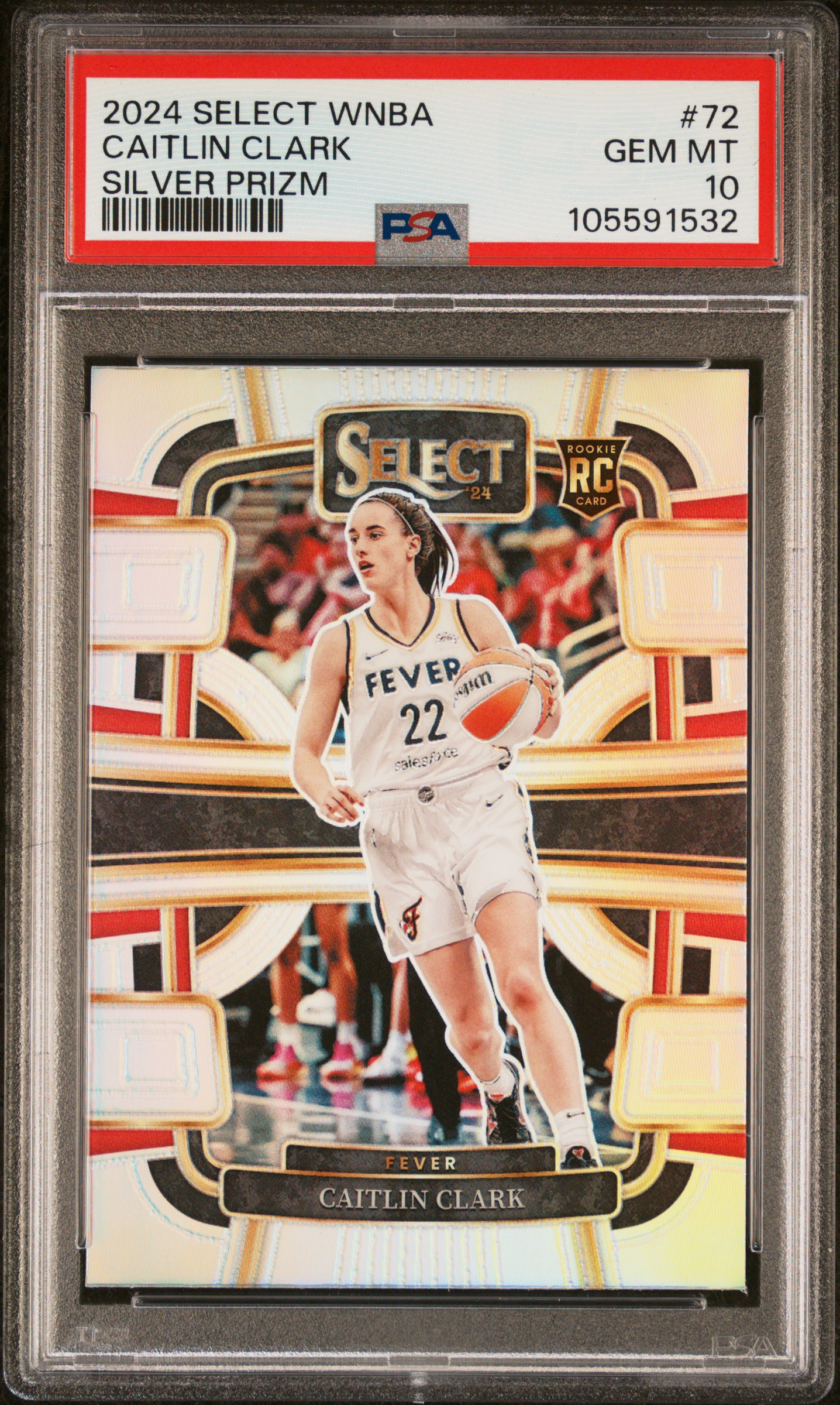 2024 Panini Select Wnba Caitlin Clark #72 (Silver Prizm) Gem Mt 10 front