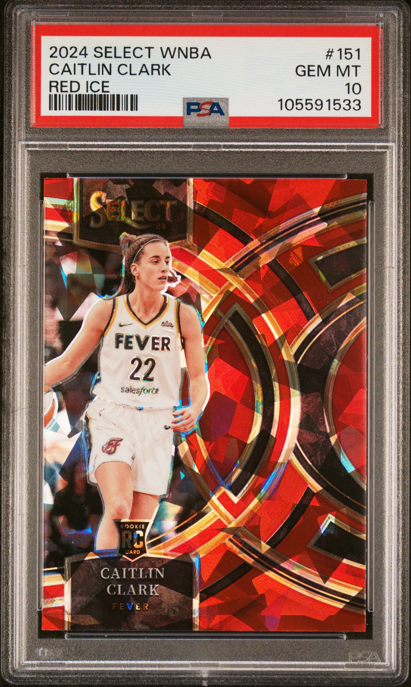 2024 Panini Select Wnba Caitlin Clark #151 (Red Ice) Gem Mt 10 front