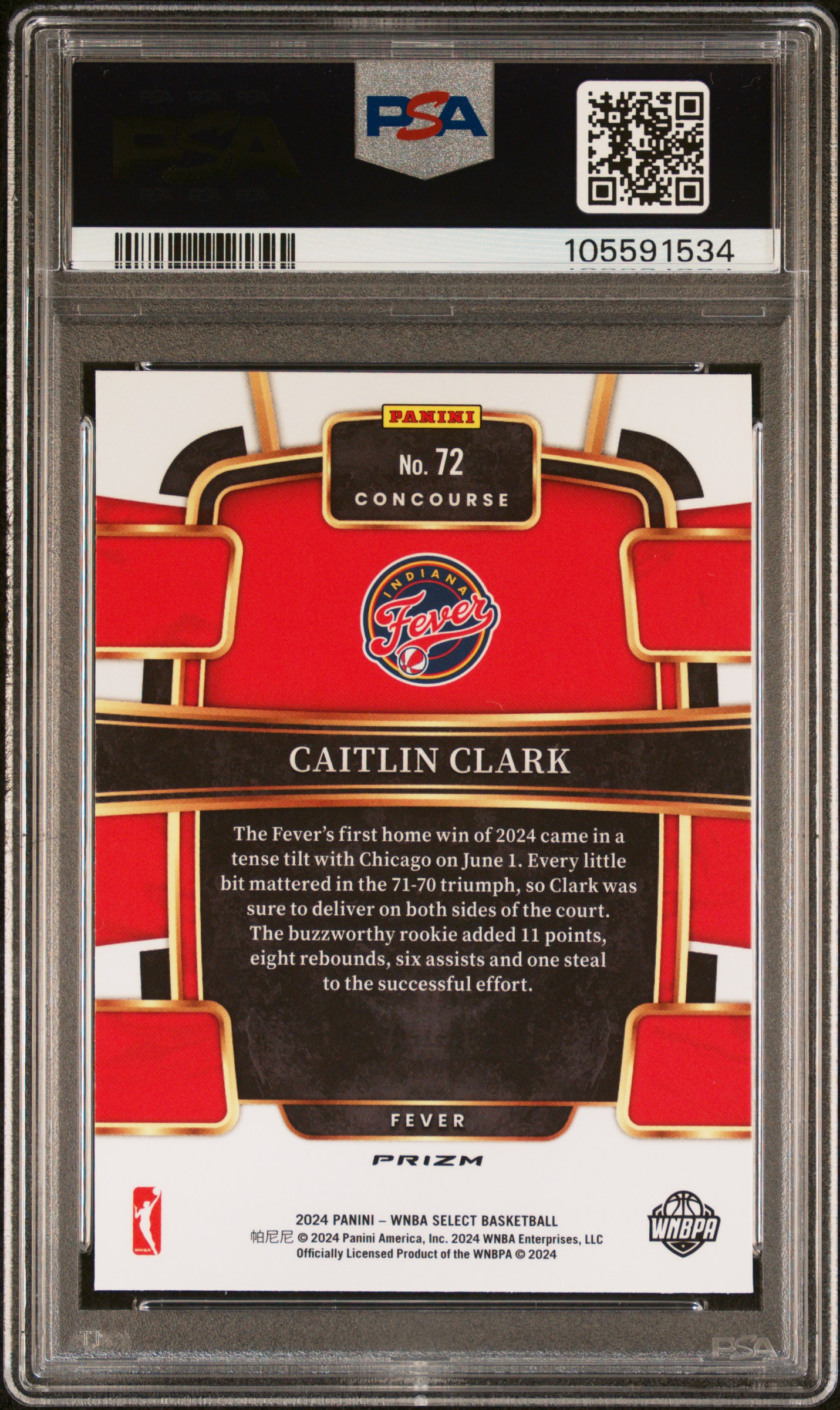 2024 Panini Select Wnba Caitlin Clark #72 (Silver Flash) Mint 9 back
