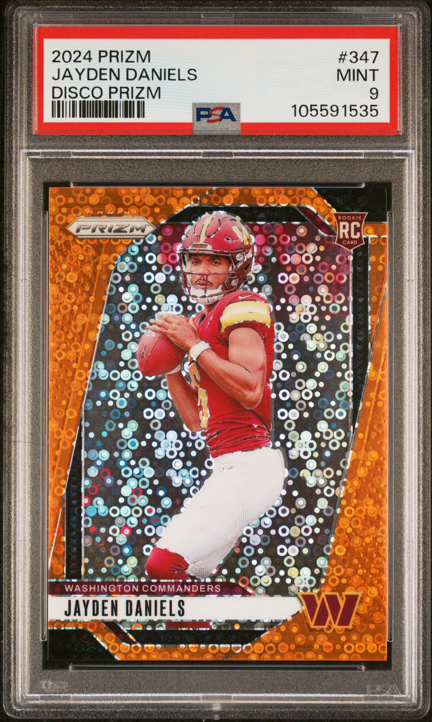 2024 Panini Prizm Jayden Daniels #347 (Disco Prizm) Mint 9 front