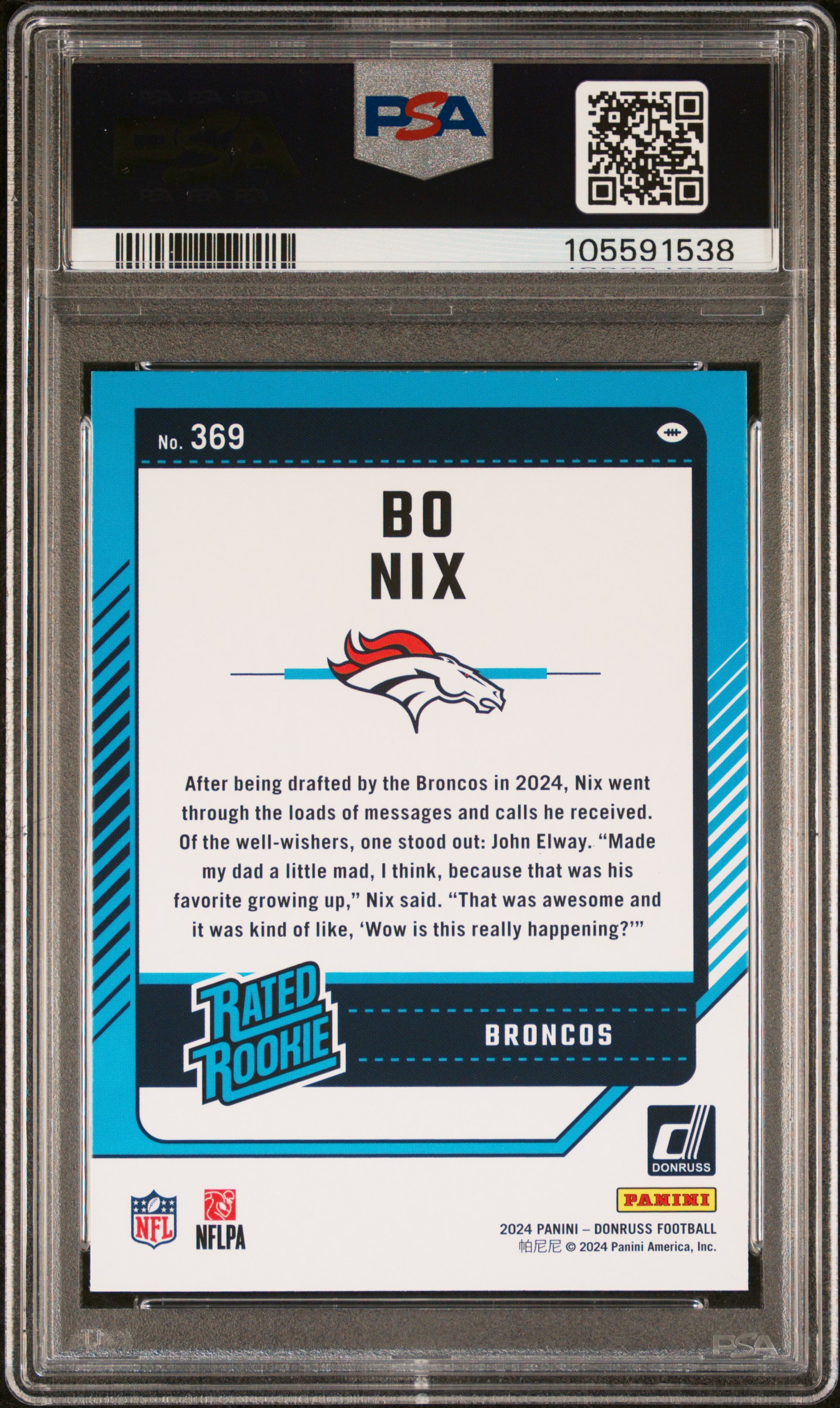 2024 Panini Donruss Bo Nix #369 Mint 9 back