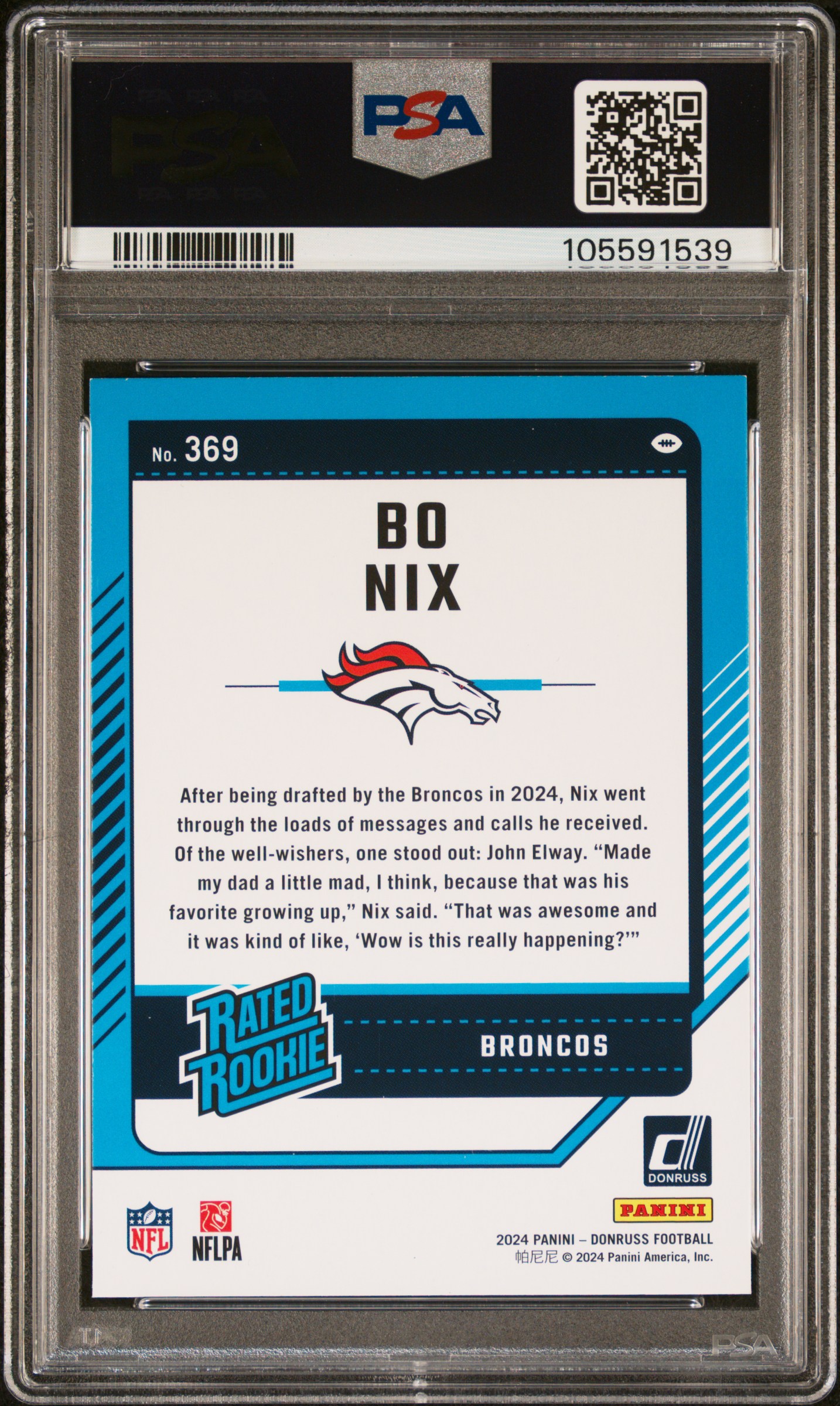 2024 Panini Donruss Bo Nix #369 Nm-Mt+ 8.5 back
