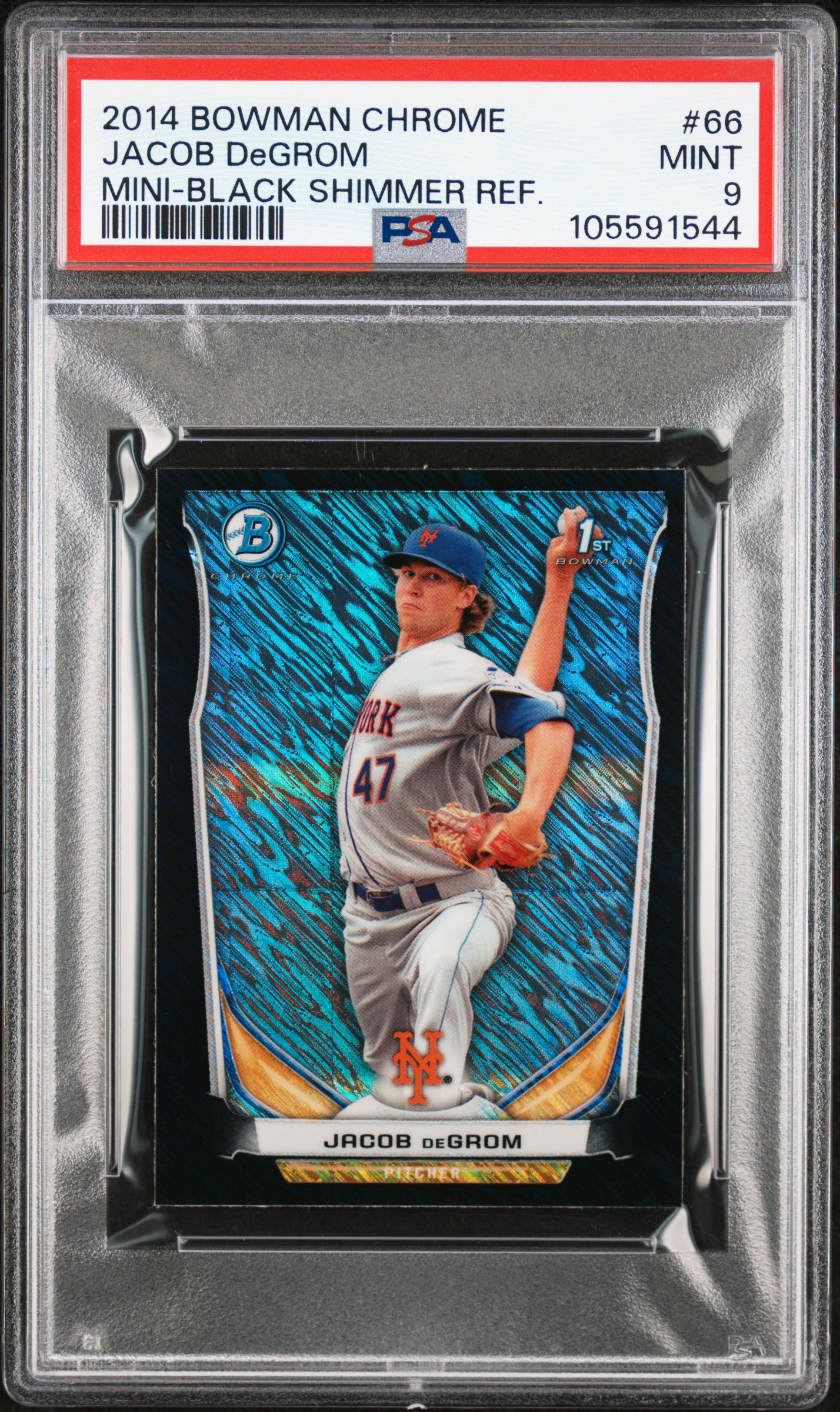 2014 Bowman Chrome Mini Jacob Degrom #66 (Mini-Black Shimmer Ref.) Mint 9 front