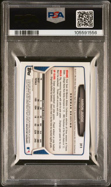 2013 Bowman Chrome Mini Aaron Judge #311 (Mini) Gem Mt 10 back