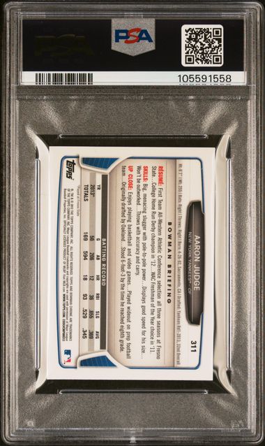 2013 Bowman Chrome Mini Aaron Judge #311 (Mini) Gem Mt 10 back