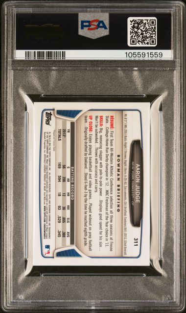 2013 Bowman Chrome Mini Aaron Judge #311 (Mini) Gem Mt 10 back