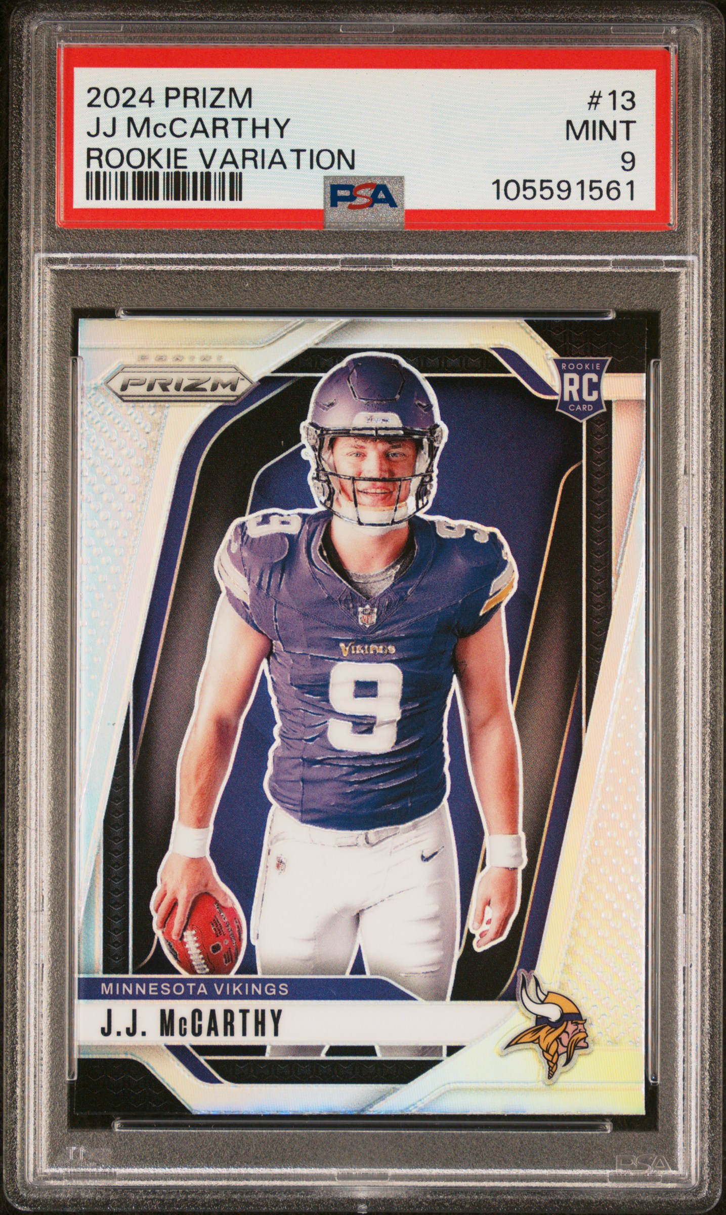 2024 Panini Prizm Rookie Variation Jj Mccarthy #13 Mint 9 front