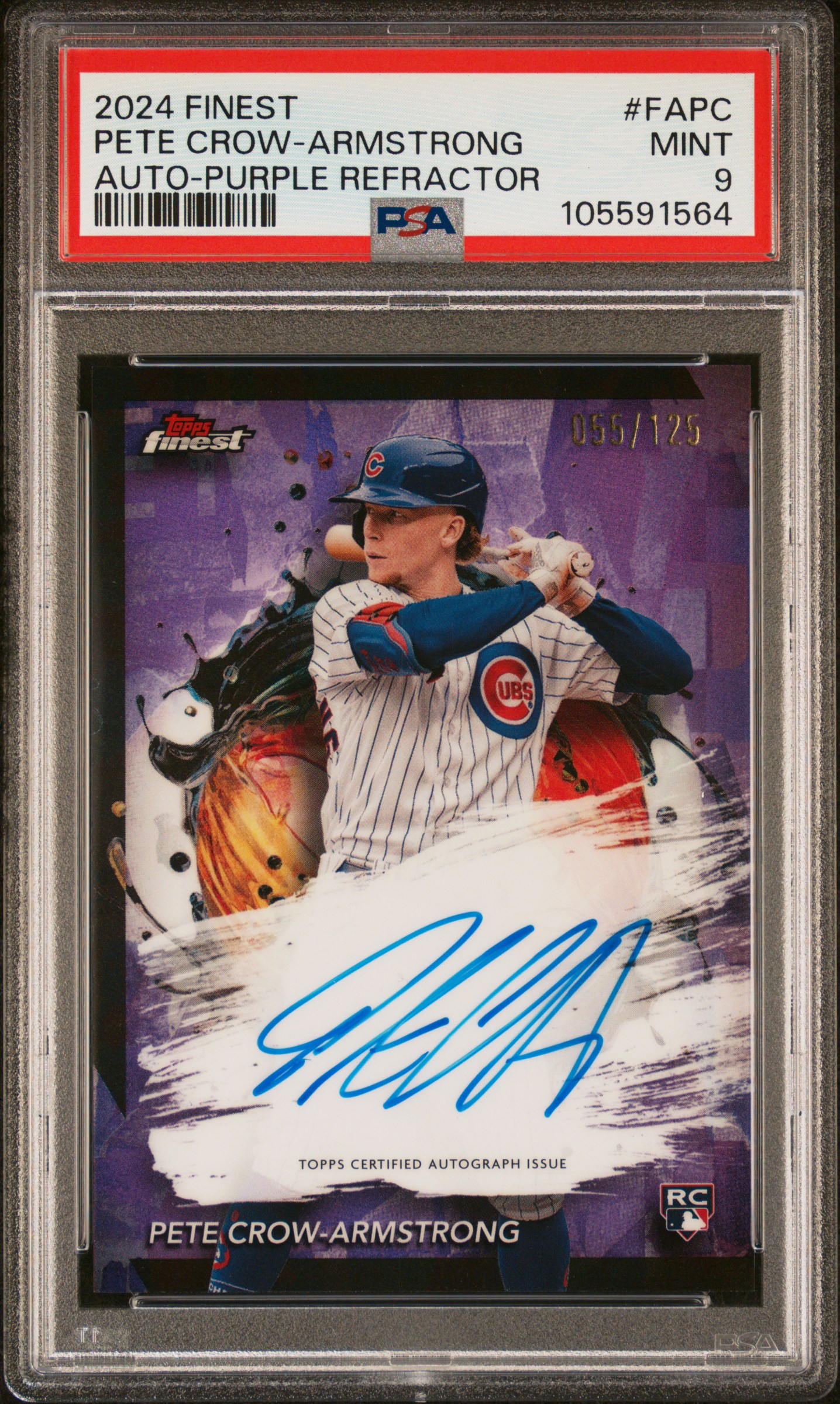2024 Topps Finest Finest Autographs Pete Crow-Armstrong #Fapc (Auto-Purple Refractor) Mint 9 front