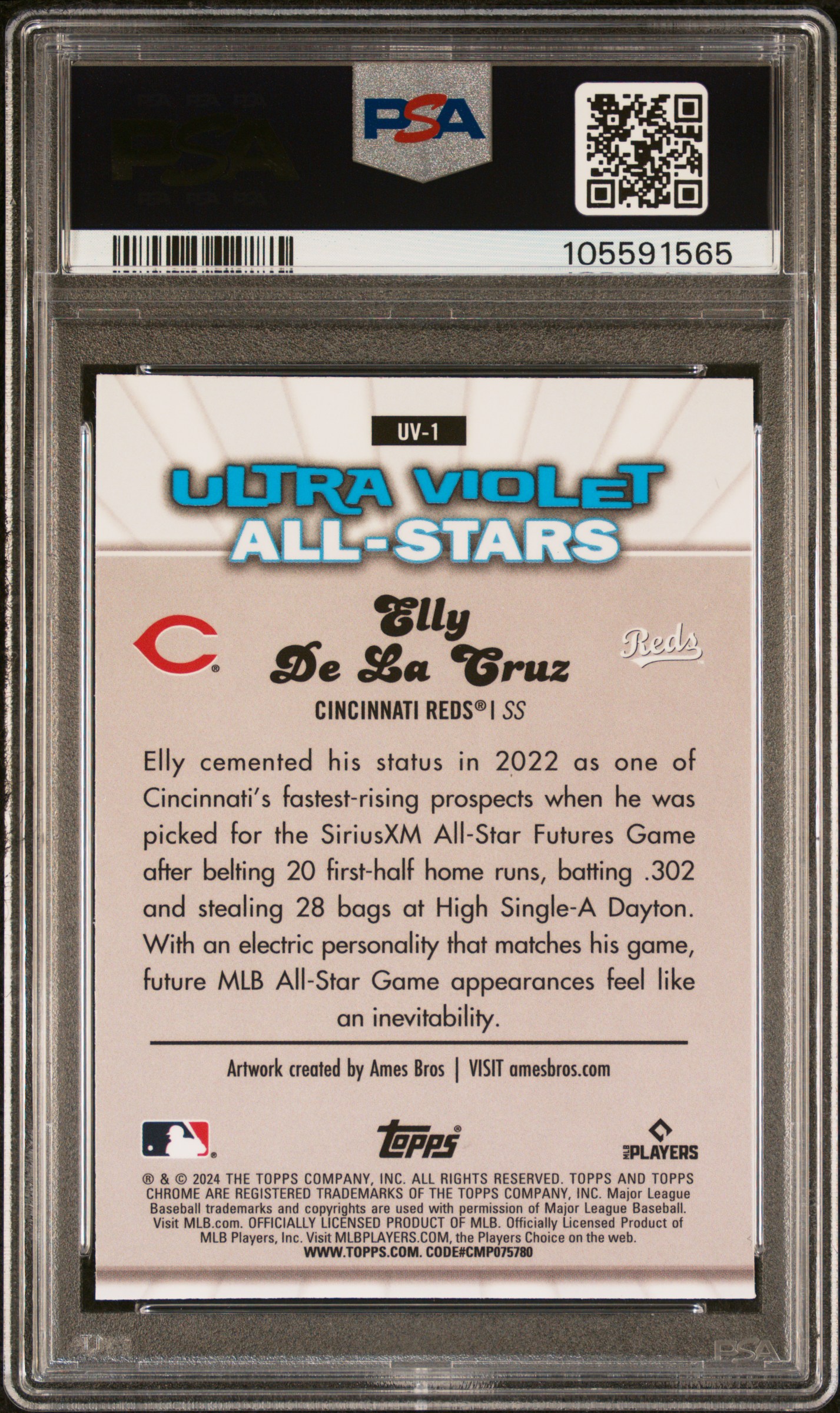 2024 Topps Chrome Ultraviolet All-Stars Elly De La Cruz #Uv1 Gem Mt 10 back