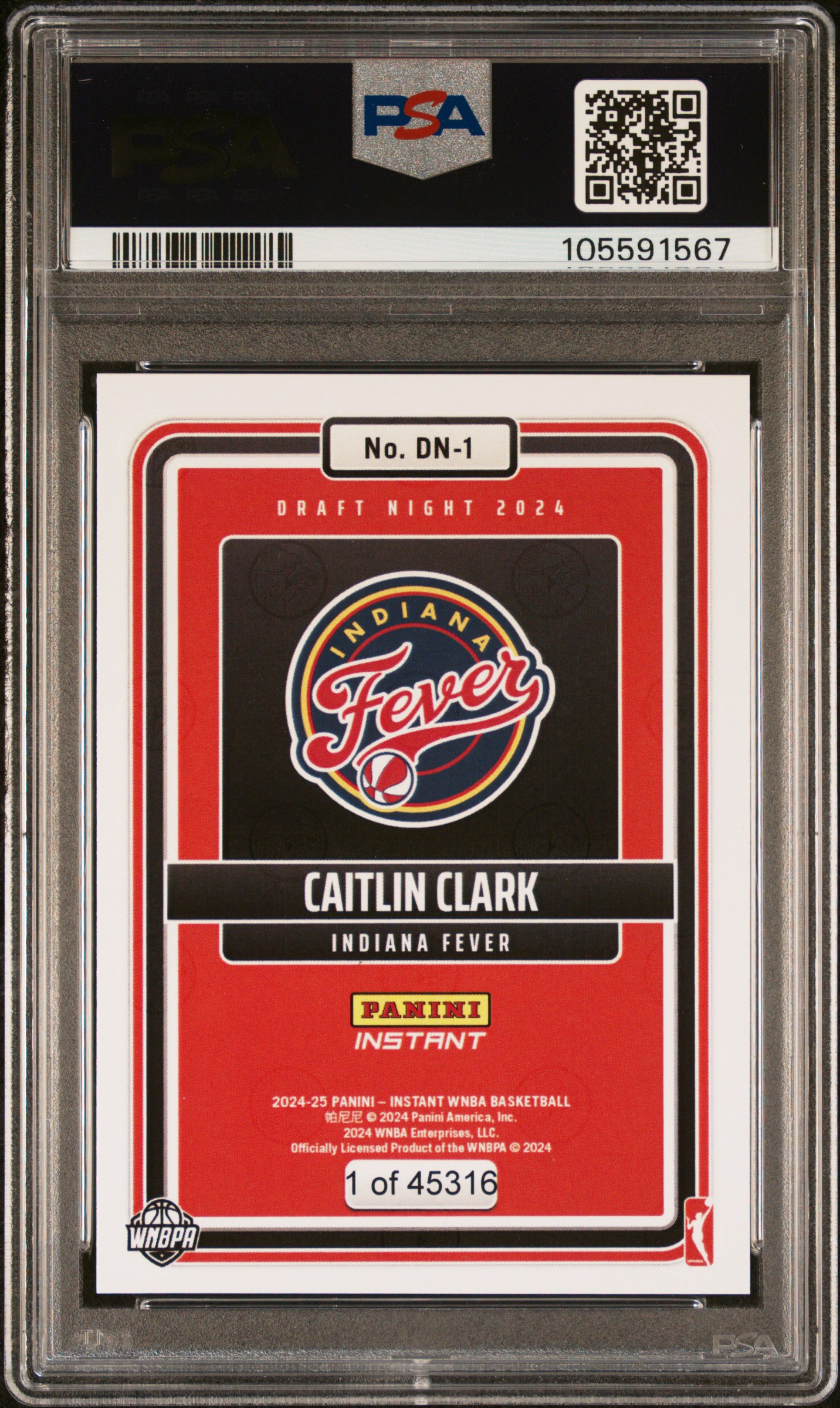 2024 Panini Instant Wnba Draft Night Caitlin Clark #Dn1 Mint 9 back