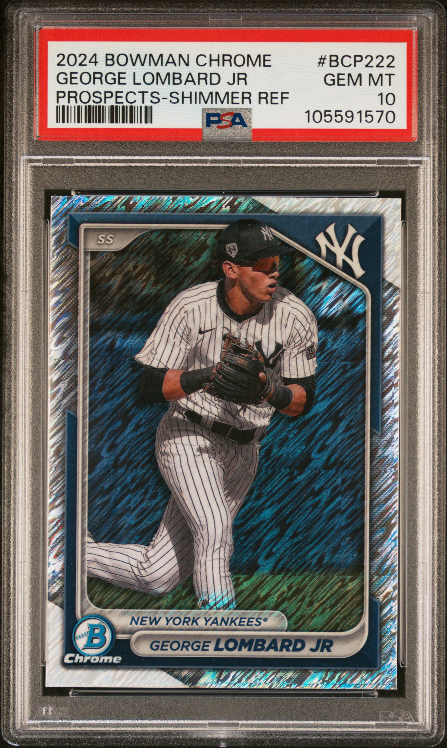 2024 Bowman Chrome Prospects George Lombard Jr #Bcp222 (Prospects-Shimmer Ref) Gem Mt 10 front