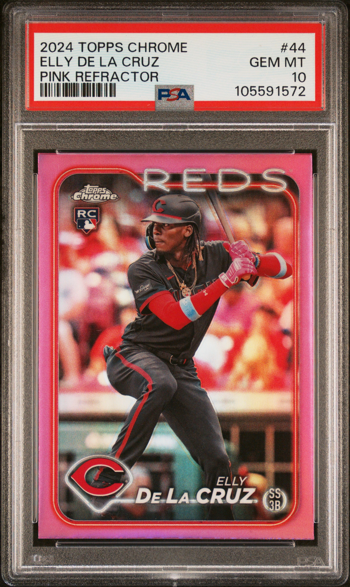 2024 Topps Chrome Elly De La Cruz #44 (Pink Refractor) Gem Mt 10 front