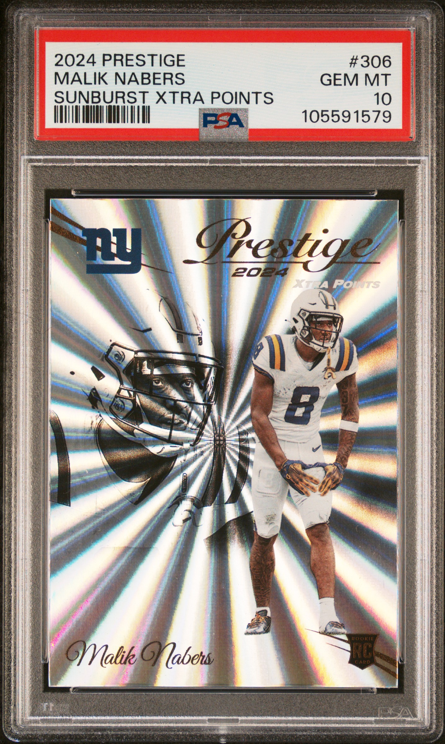 2024 Panini Prestige Malik Nabers #306 (Sunburst Xtra Points) Gem Mt 10 front