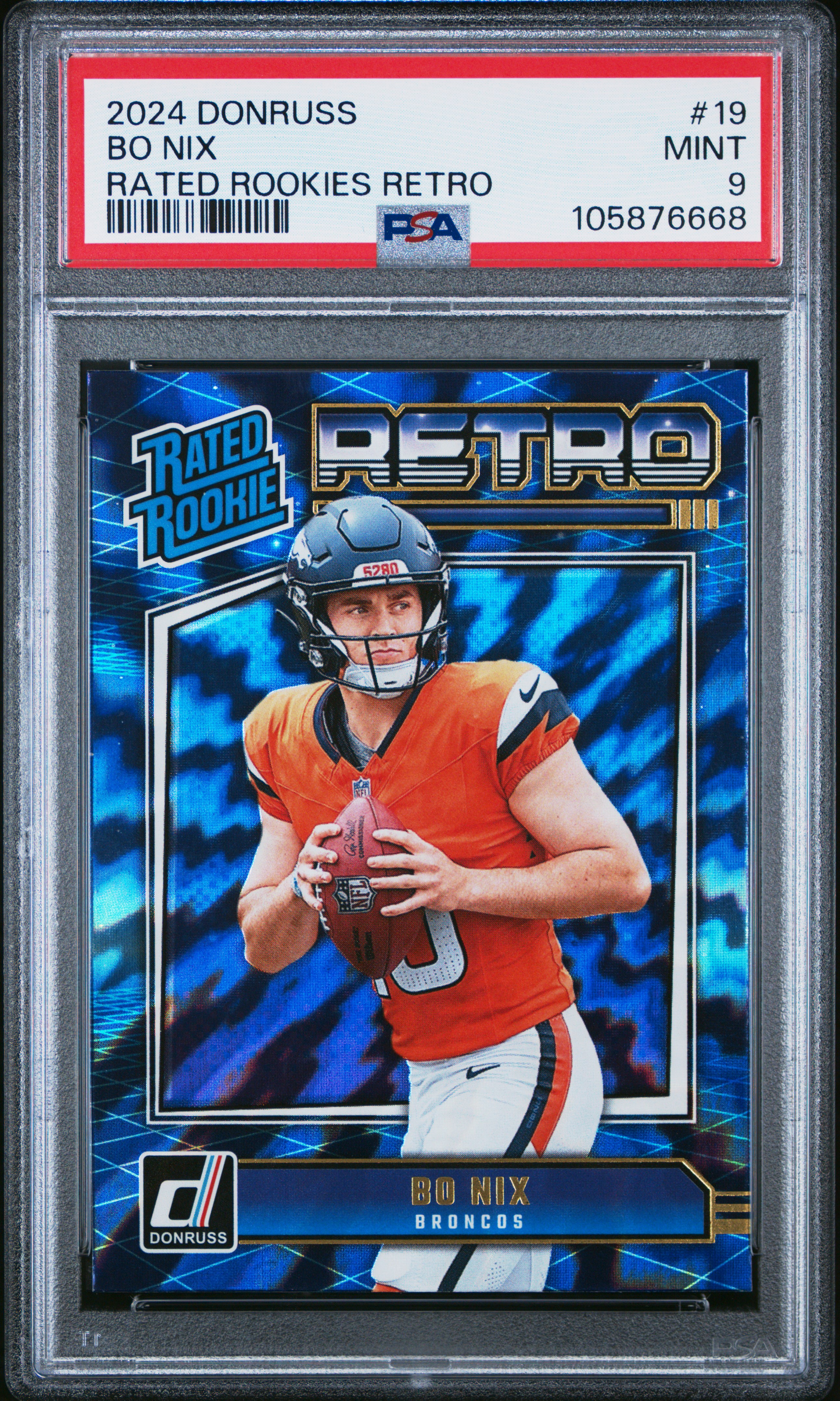 2024 Panini Donruss Rated Rookies Retro Bo Nix #19 Mint 9 front