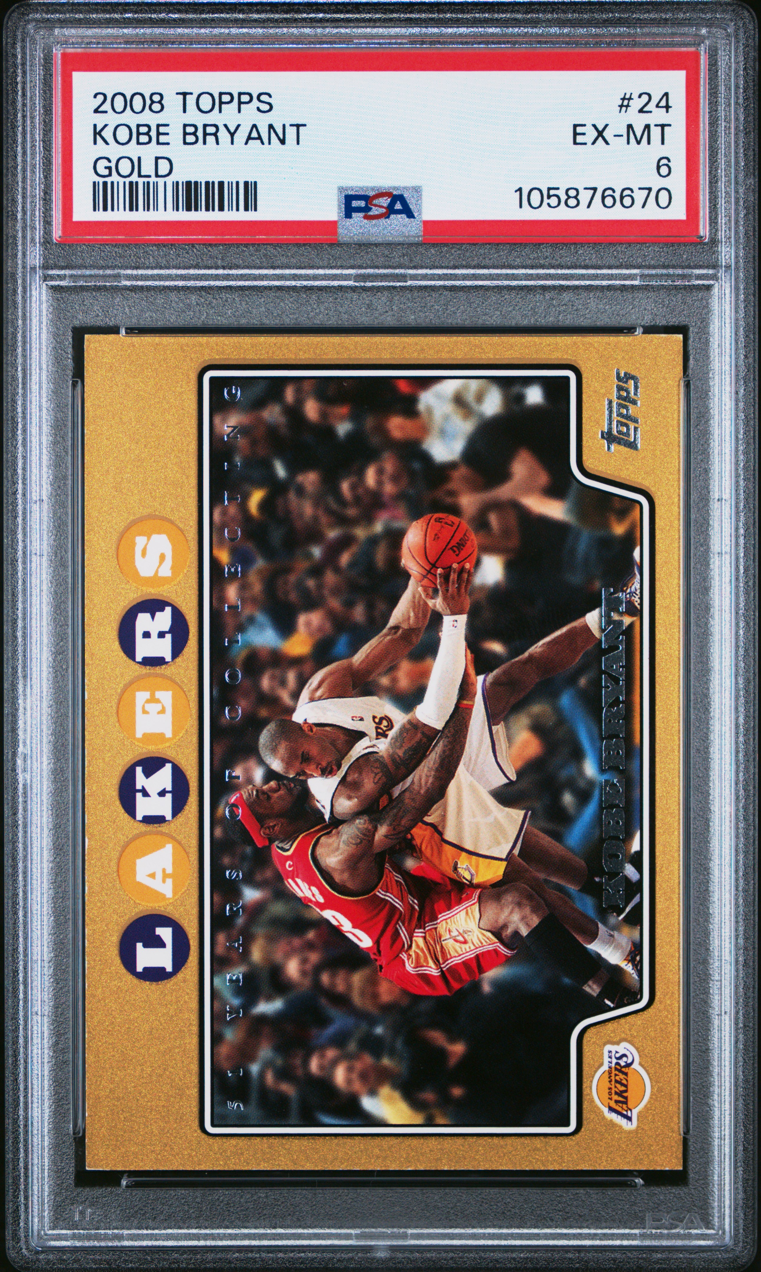 2008 Topps Kobe Bryant #24 (Gold) Ex-Mt 6 front