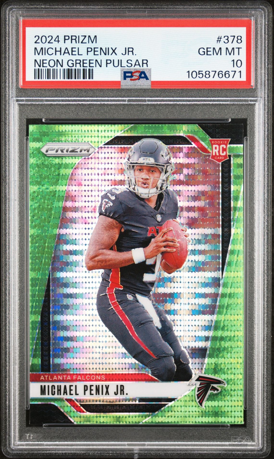 2024 Panini Prizm Michael Penix Jr. #378 (Neon Green Pulsar) Gem Mt 10 front
