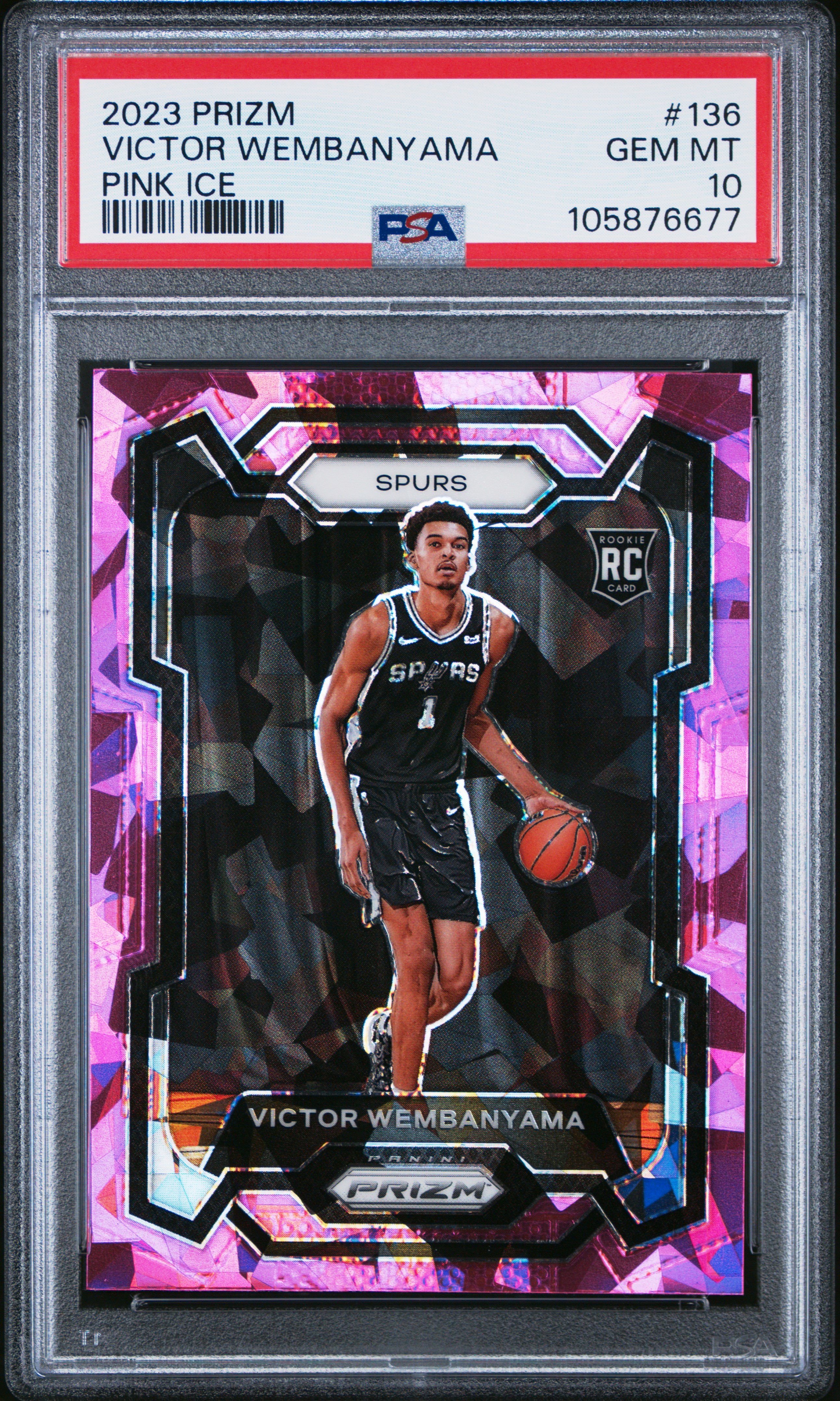 2023 Panini Prizm Victor Wembanyama #136 (Pink Ice) Gem Mt 10 front