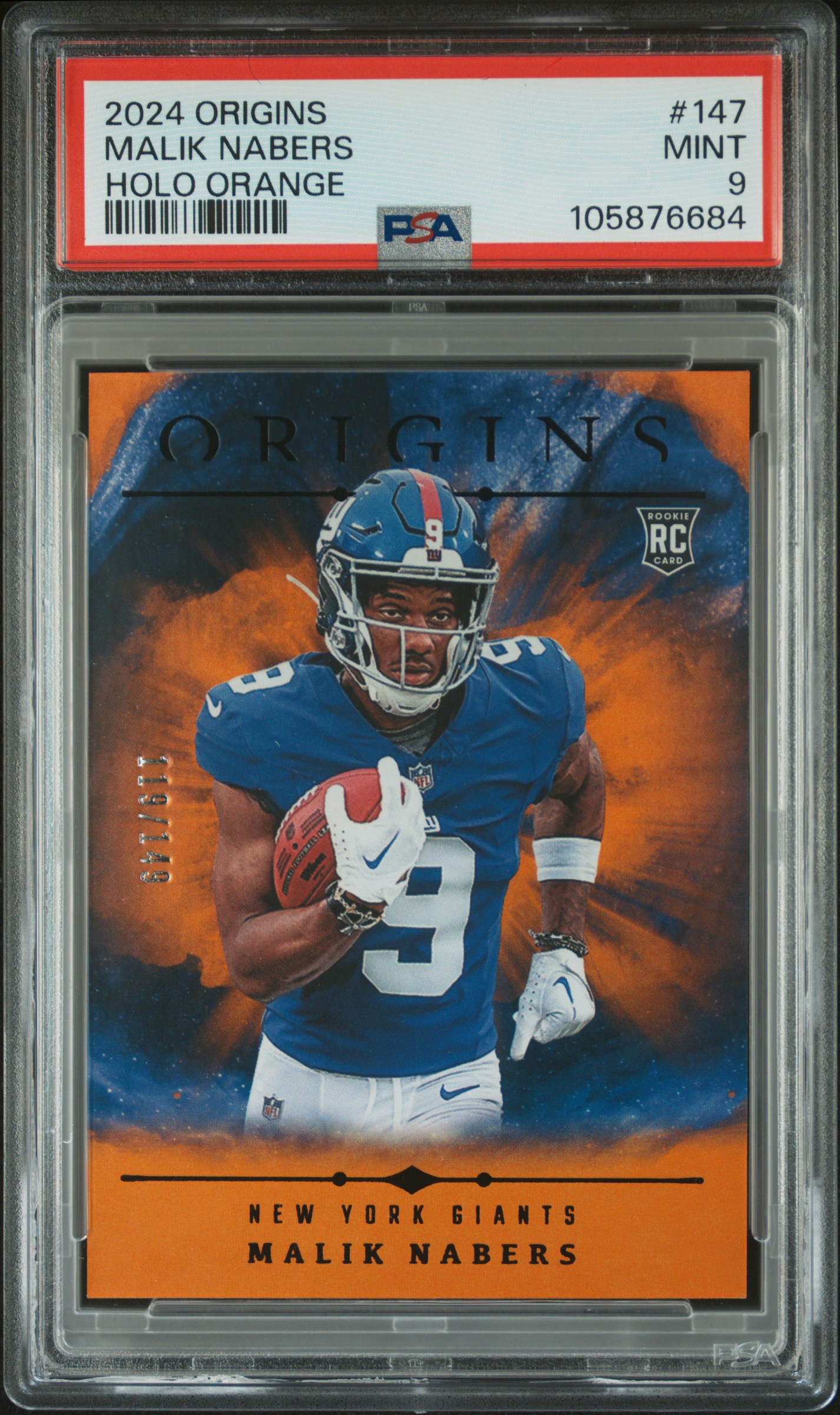 2024 Panini Origins Malik Nabers #147 (Holo Orange) Mint 9 front