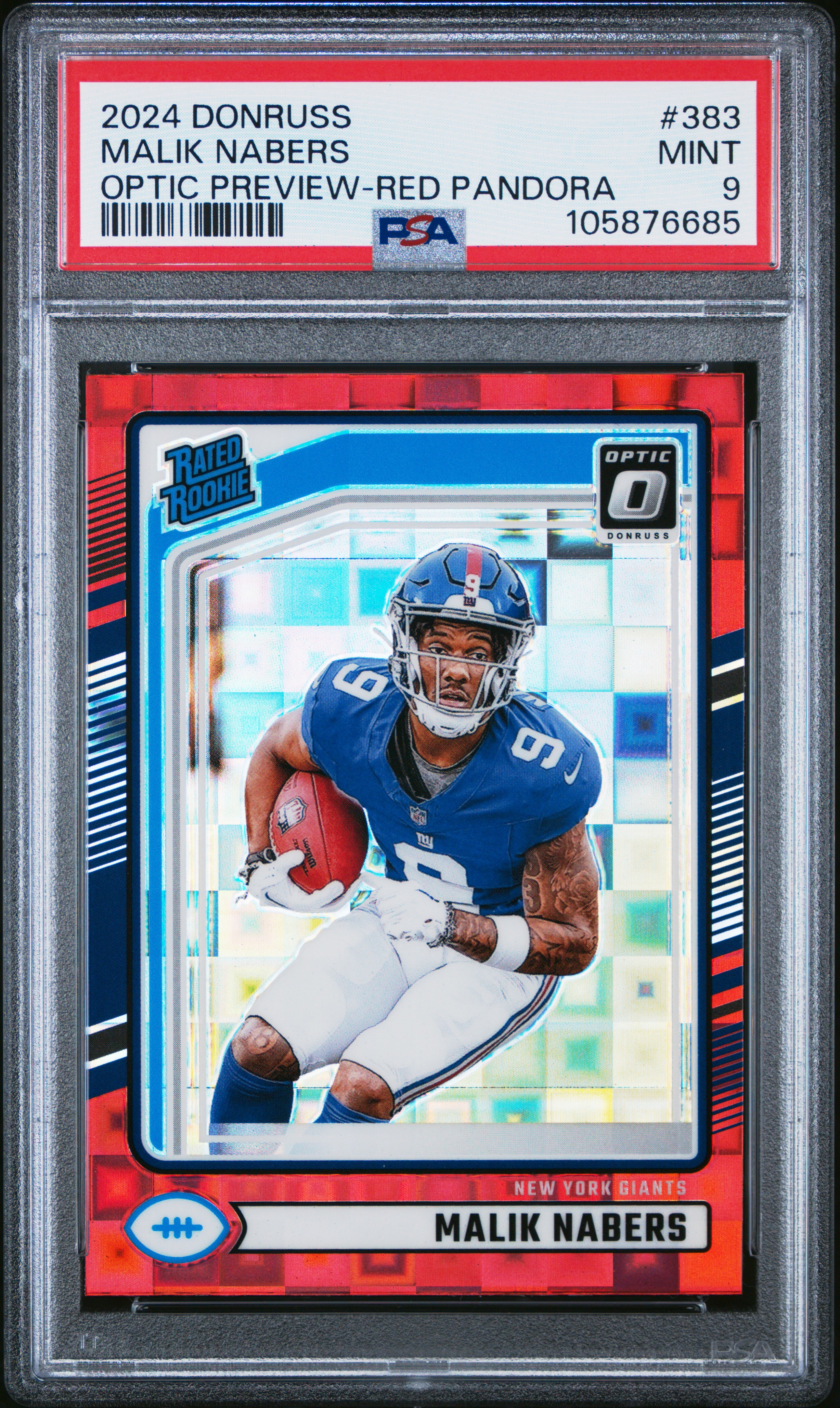 2024 Panini Donruss Malik Nabers #383 (Optic Preview-Red Pandora) Mint 9 front