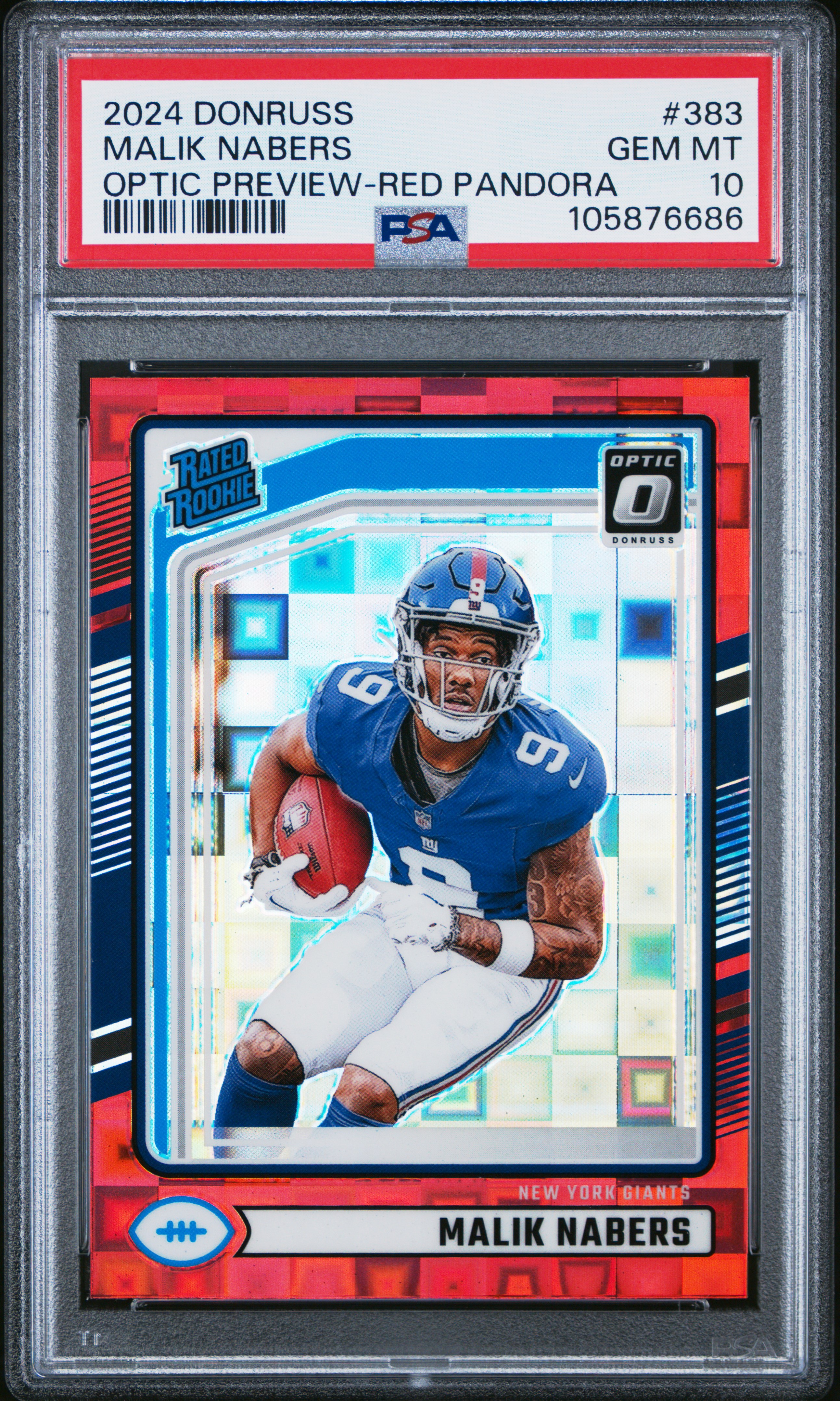 2024 Panini Donruss Malik Nabers #383 (Optic Preview-Red Pandora) Gem Mt 10 front