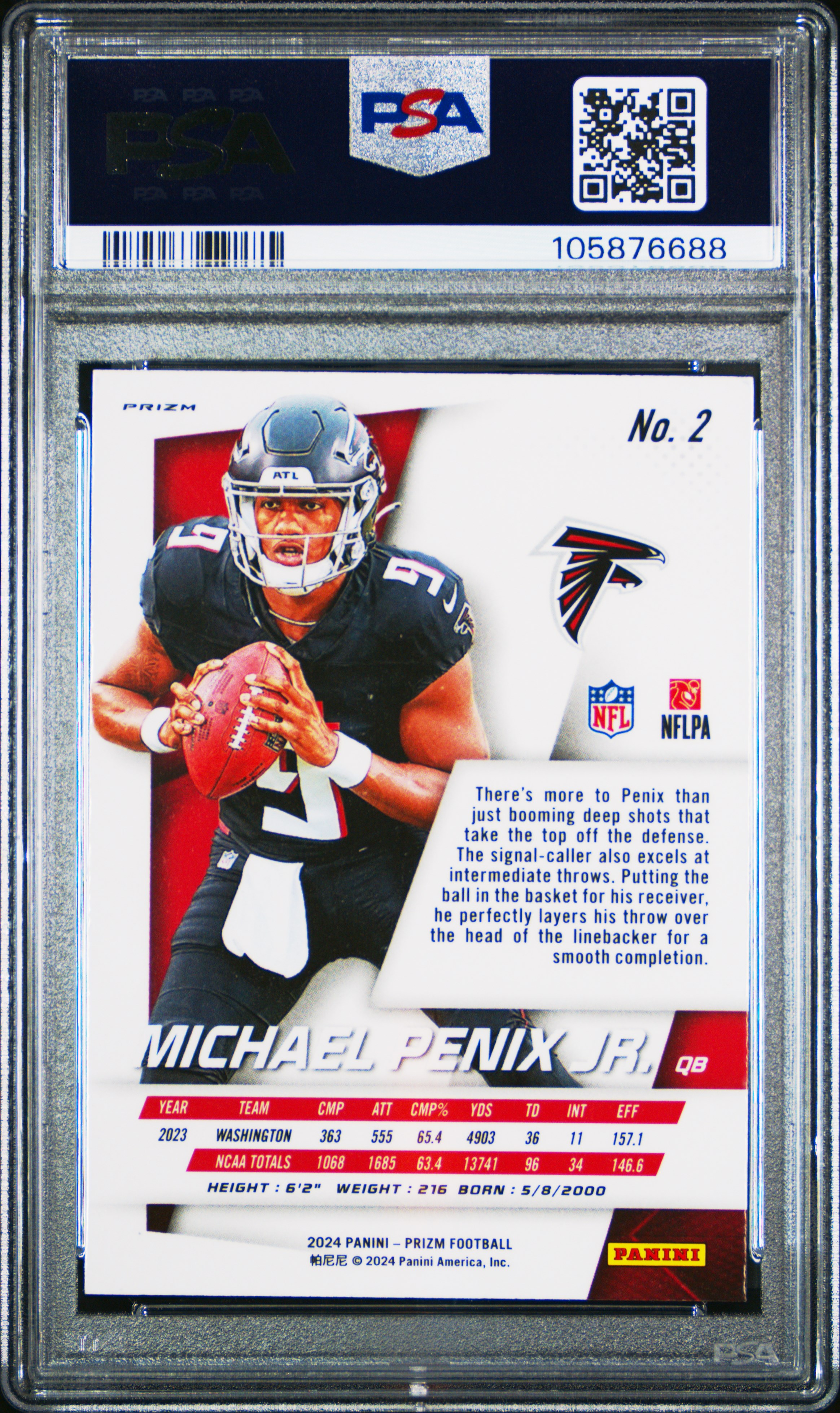 2024 Panini Prizm Prizm Flashback Rookie Michael Penix Jr. #2 Gem Mt 10 back