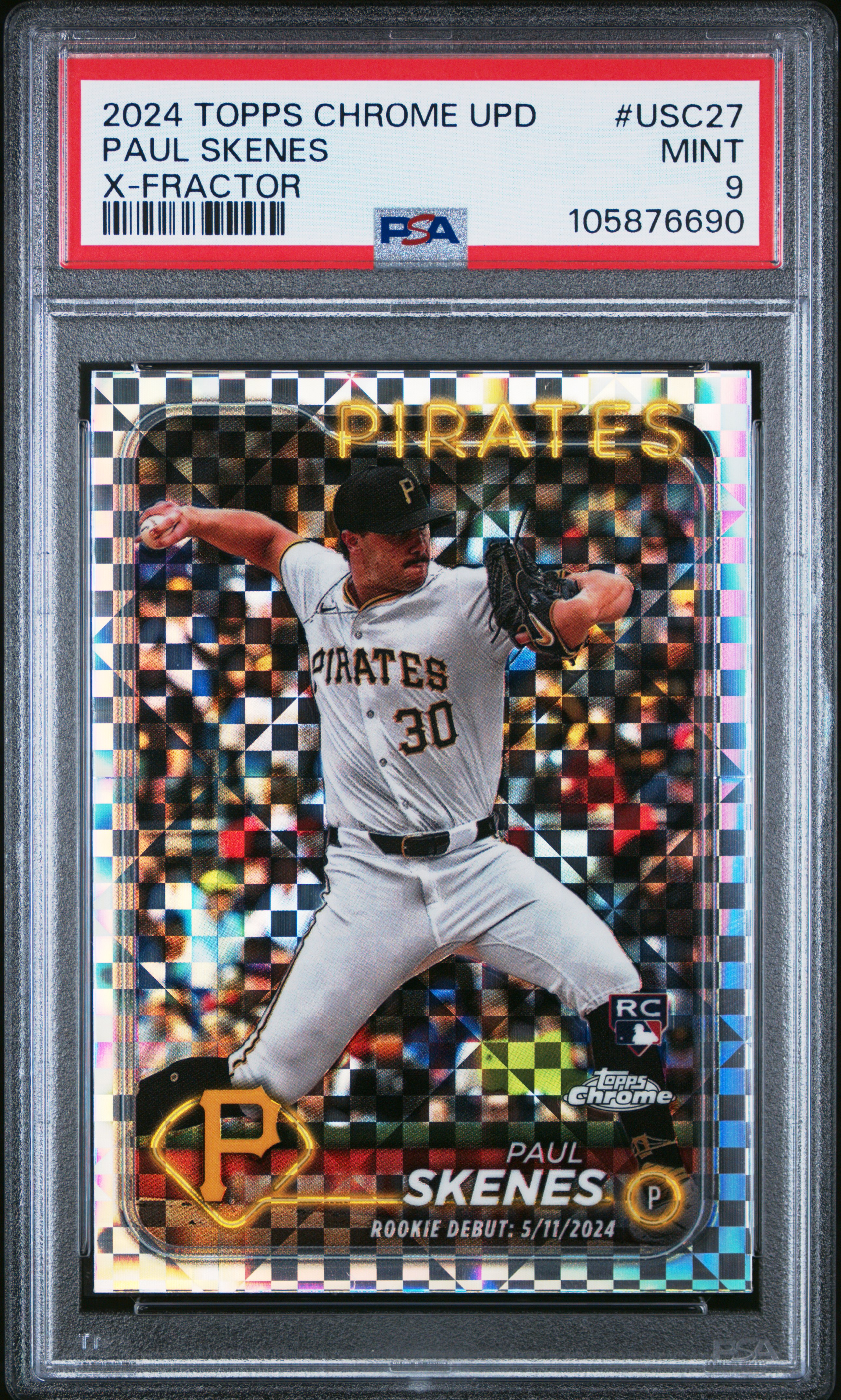 2024 Topps Chrome Update Paul Skenes #Usc27 (X-Fractor) Mint 9 front