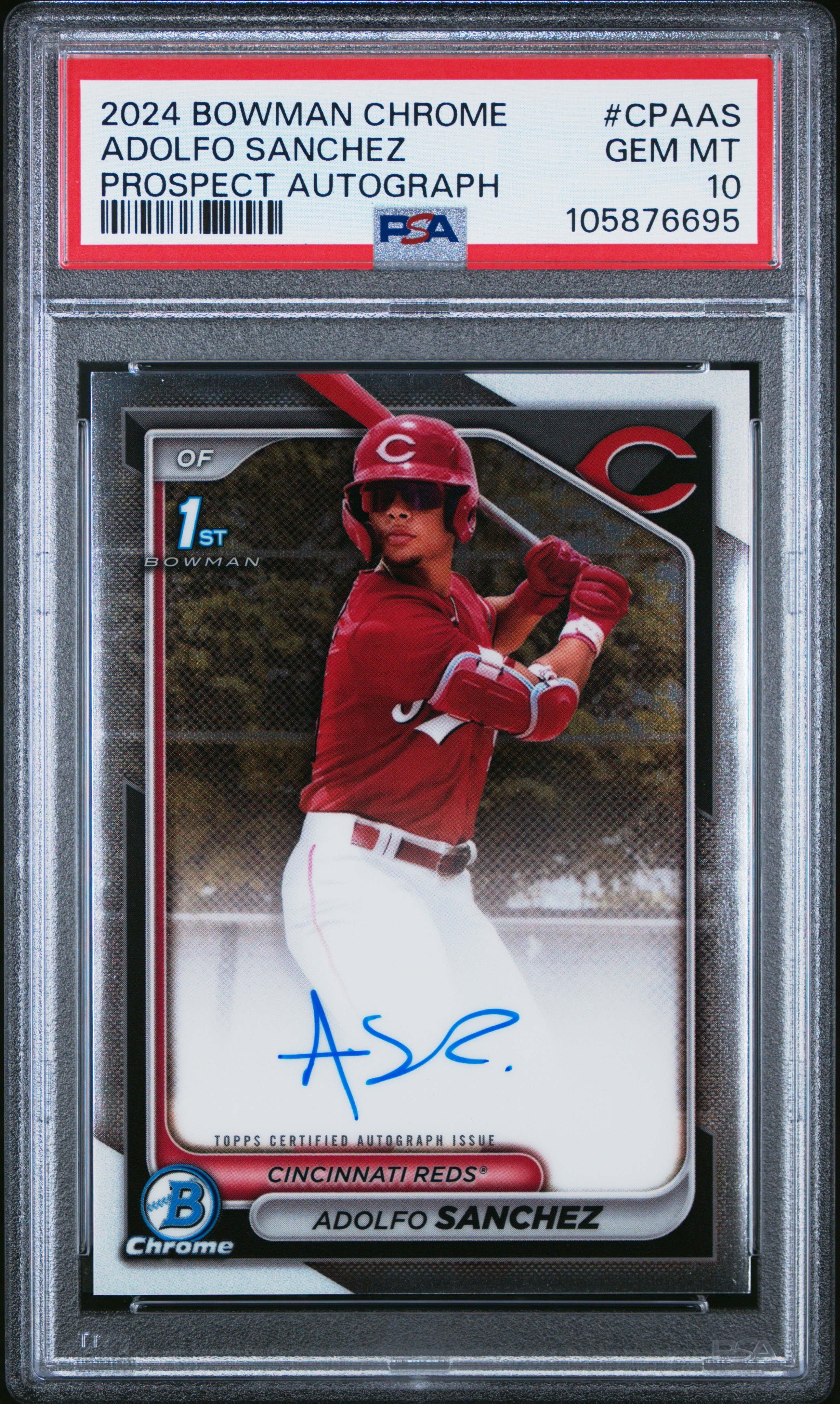 2024 Bowman Chrome Prospect Autographs Adolfo Sanchez #Cpaas (Prospect Autograph) Gem Mt 10 front