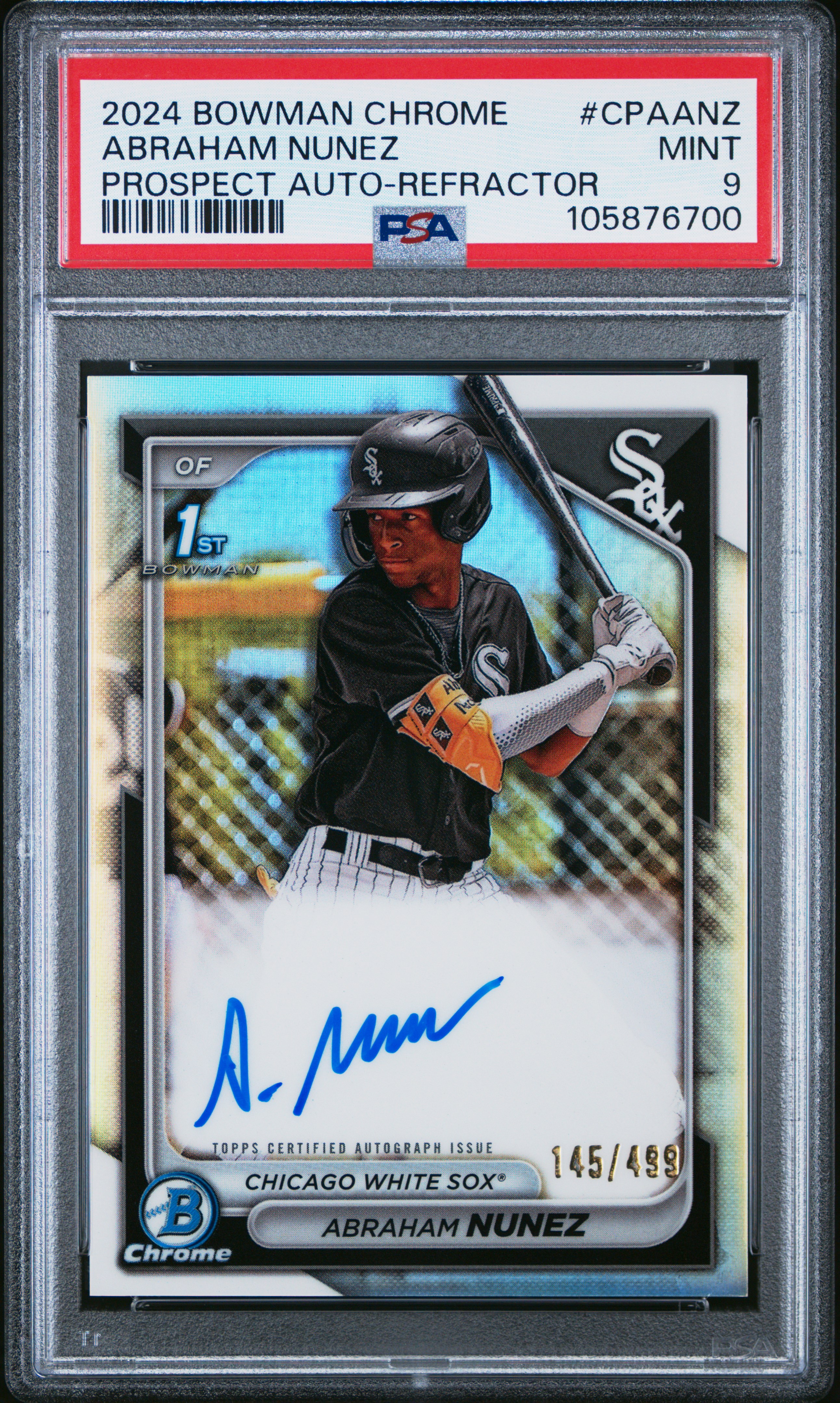 2024 Bowman Chrome Prospect Autographs Abraham Nunez #Cpaanz (Prospect Auto-Refractor) Mint 9 front