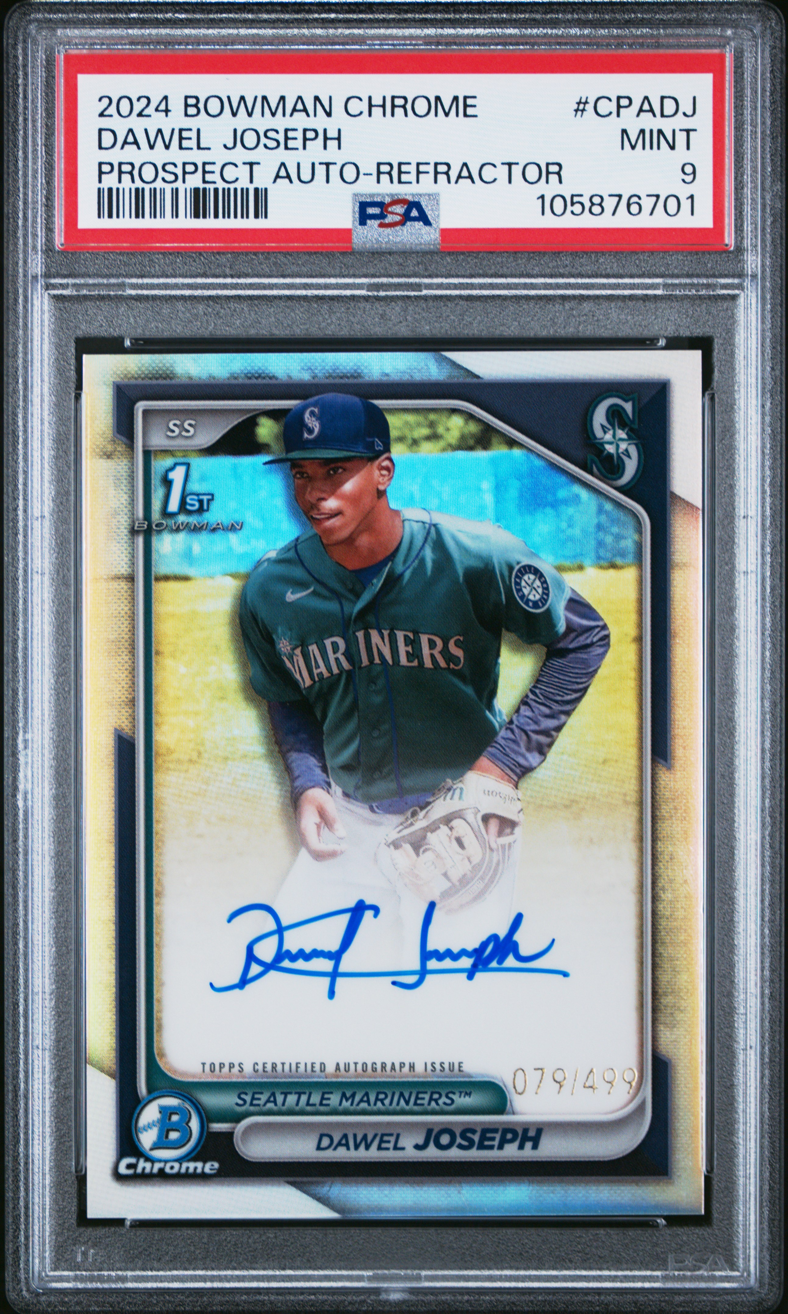 2024 Bowman Chrome Prospect Autographs Dawel Joseph #Cpadj (Prospect Auto-Refractor) Mint 9 front