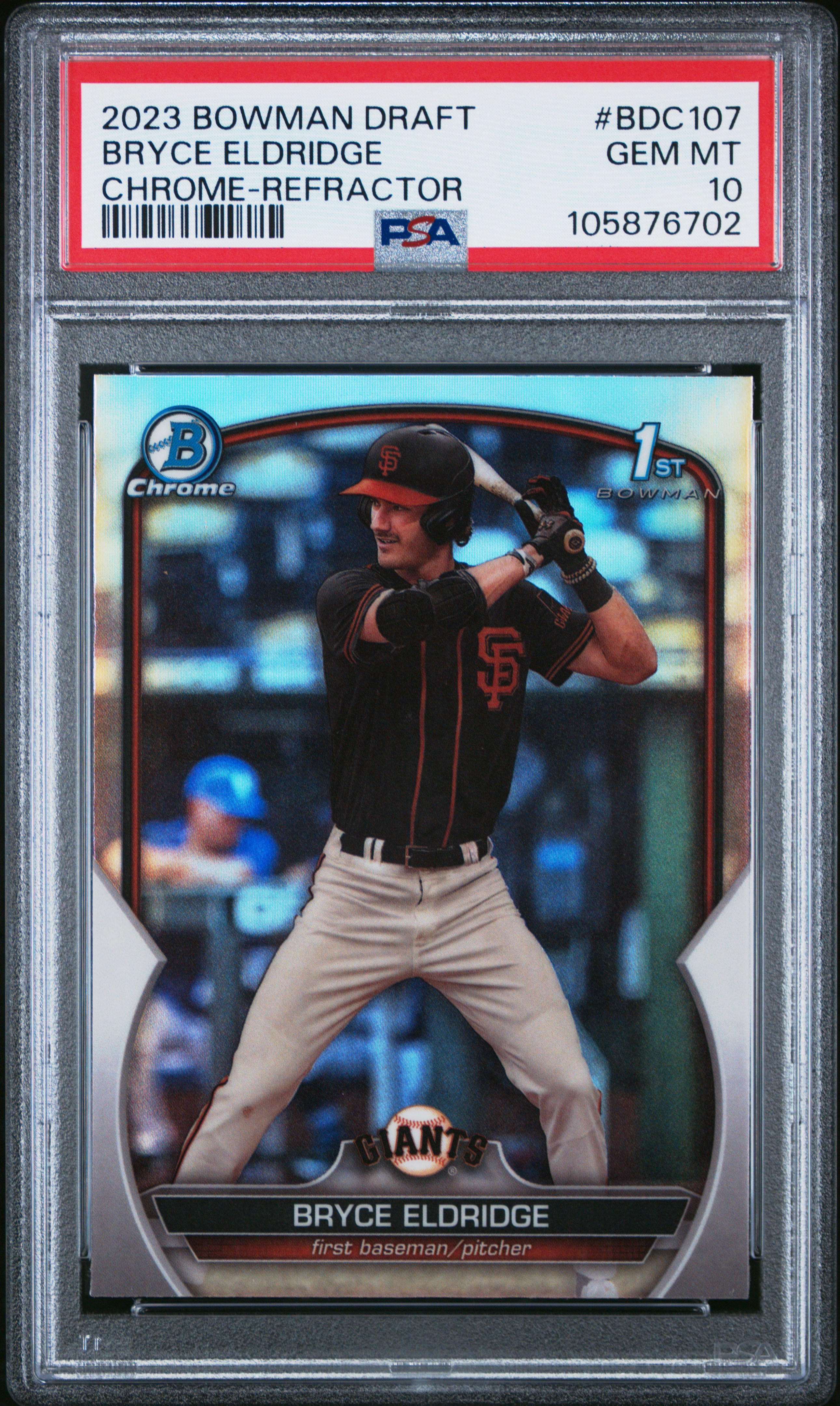 2023 Bowman Draft Bryce Eldridge #Bdc107 (Chrome-Refractor) Gem Mt 10 front