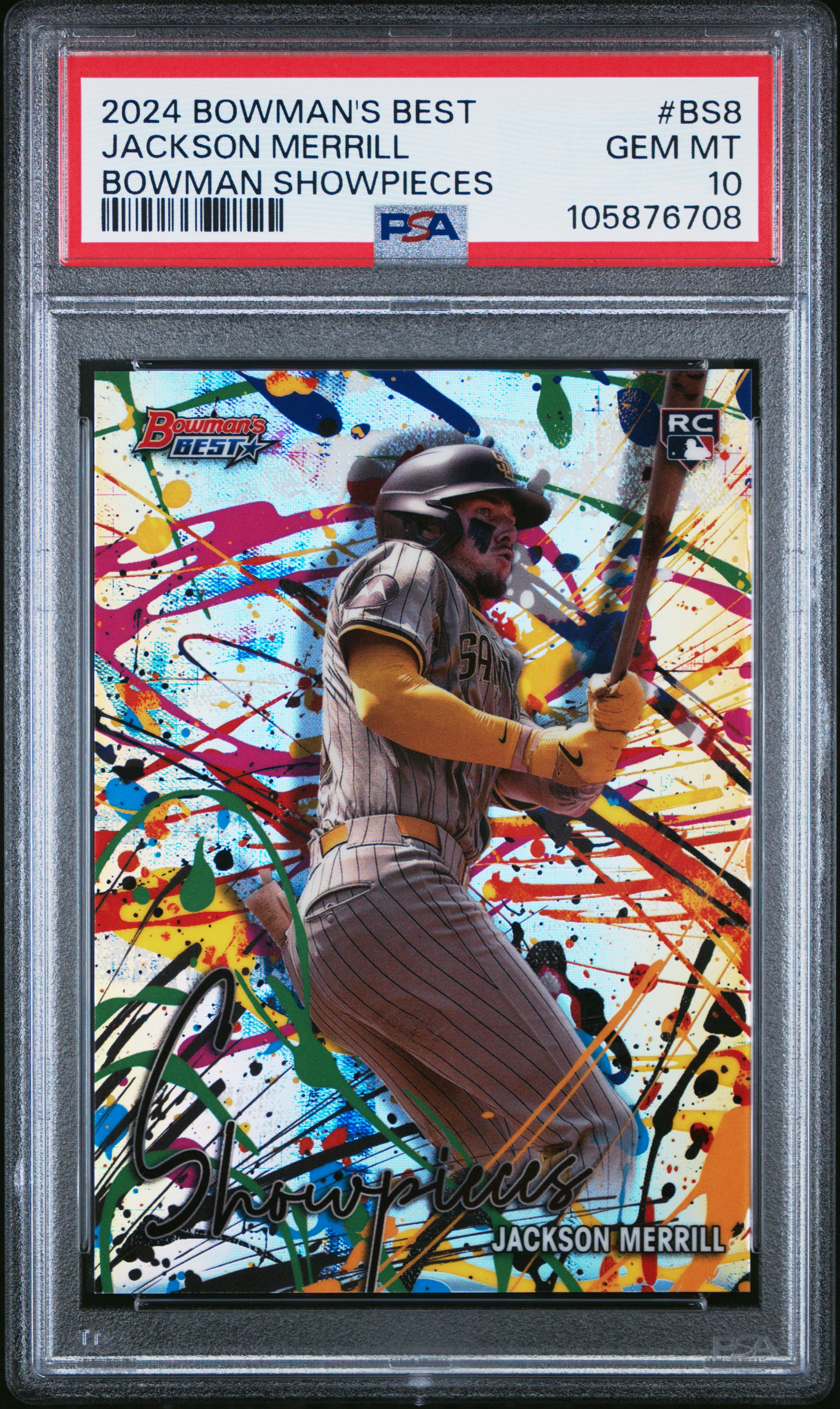 2024 Bowman's Best Bowman Showpieces Jackson Merrill #Bs8 Gem Mt 10 front
