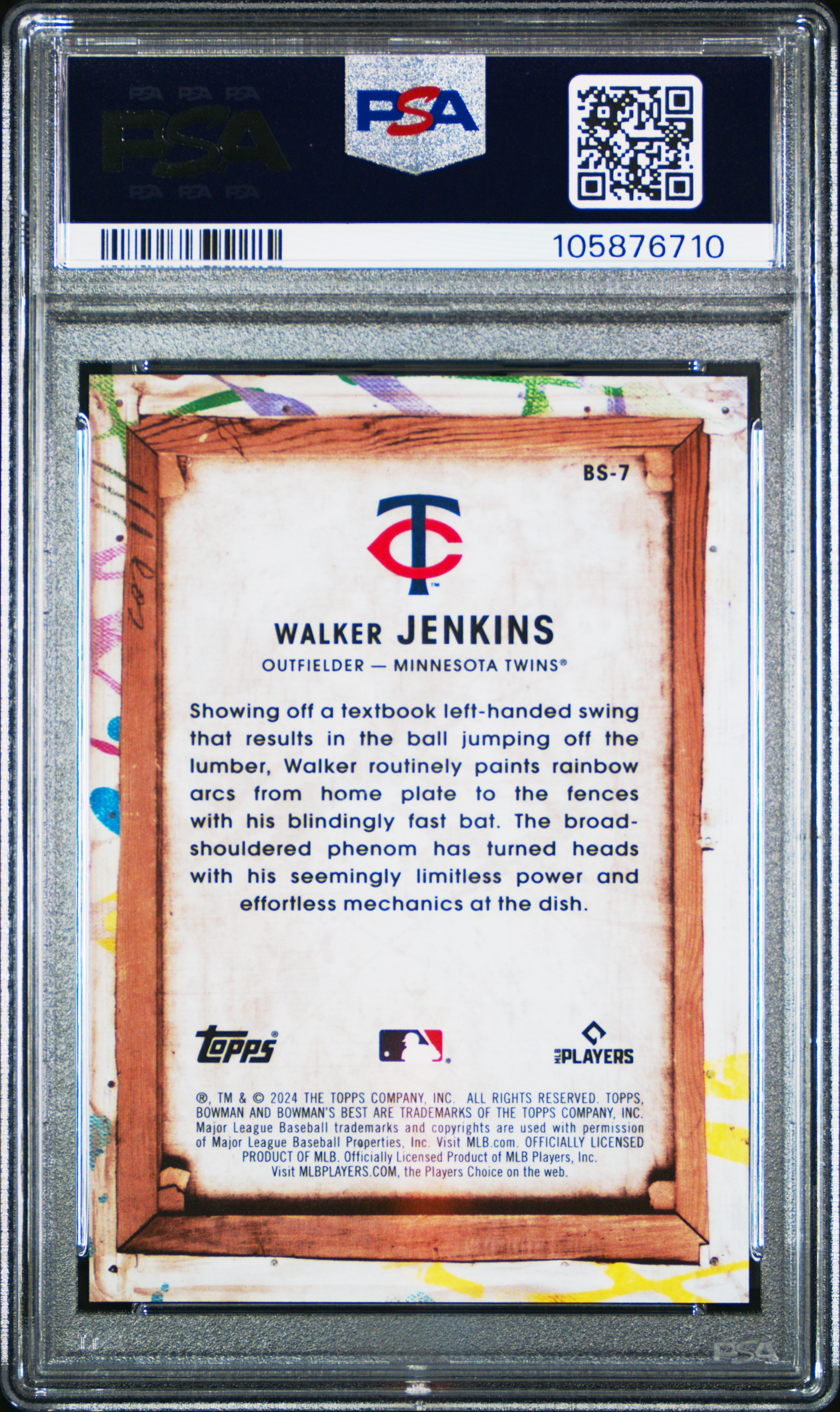 2024 Bowman's Best Bowman Showpieces Walker Jenkins #Bs7 Gem Mt 10 back
