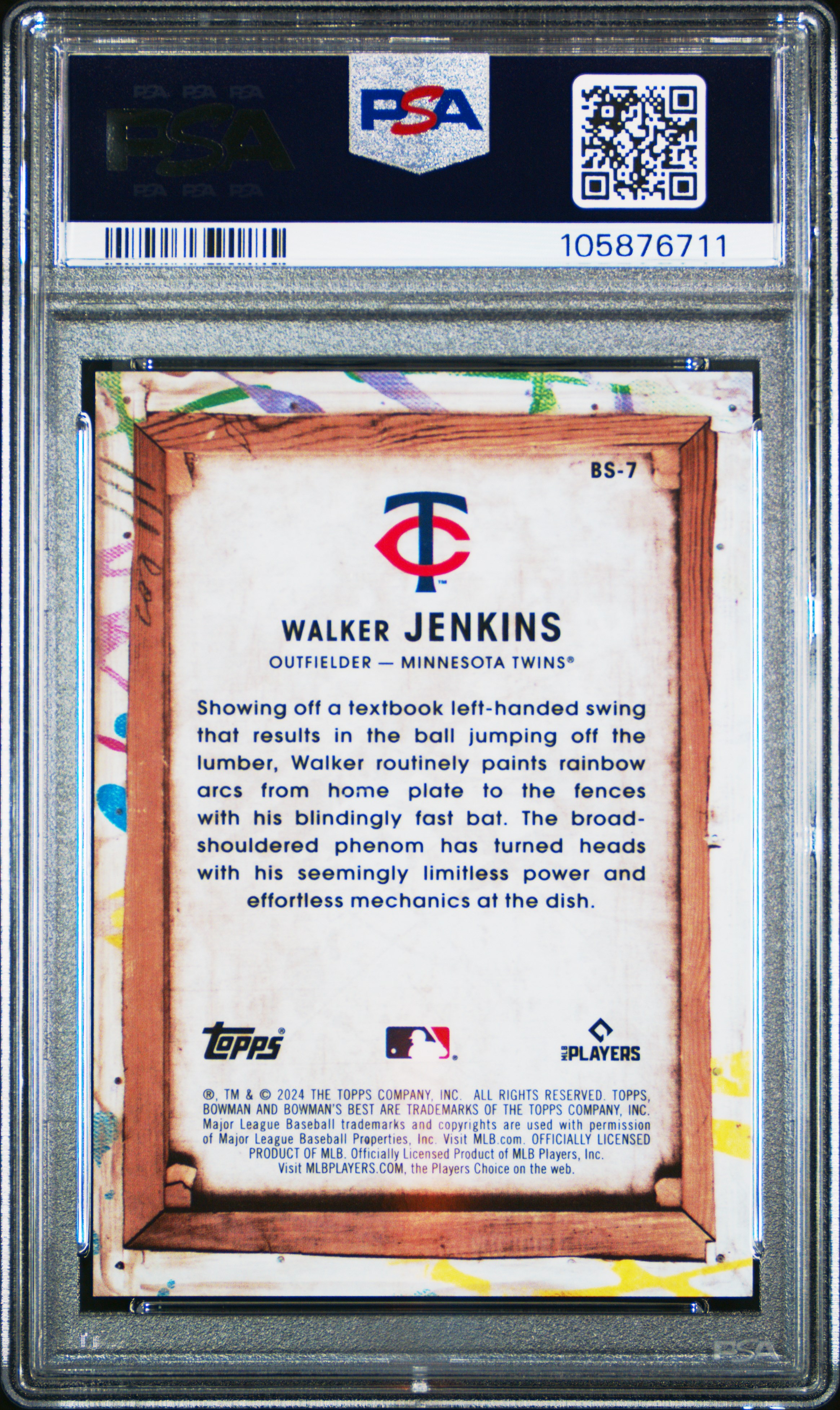 2024 Bowman's Best Bowman Showpieces Walker Jenkins #Bs7 (Showpieces-Lava) Gem Mt 10 back