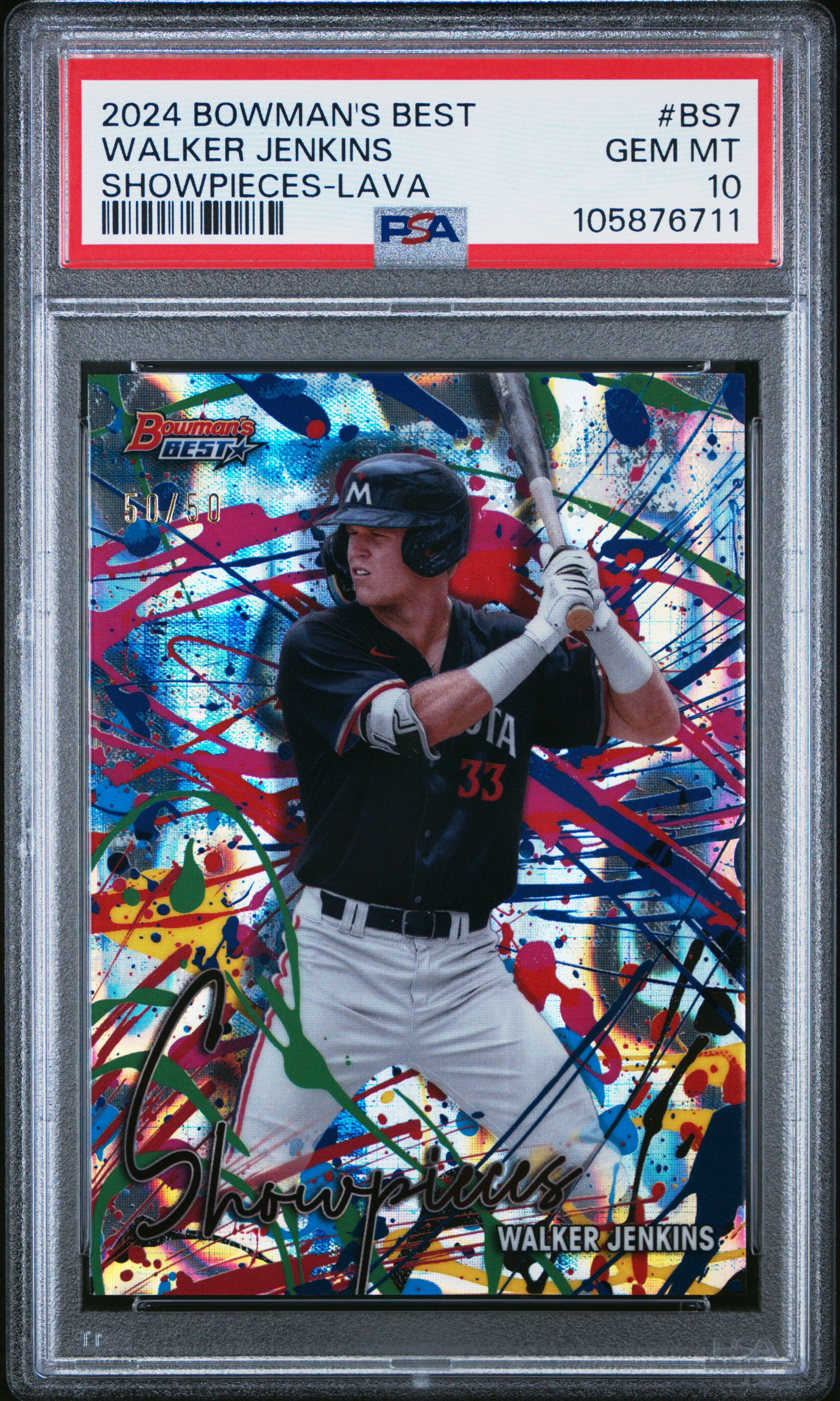 2024 Bowman's Best Bowman Showpieces Walker Jenkins #Bs7 (Showpieces-Lava) Gem Mt 10 front