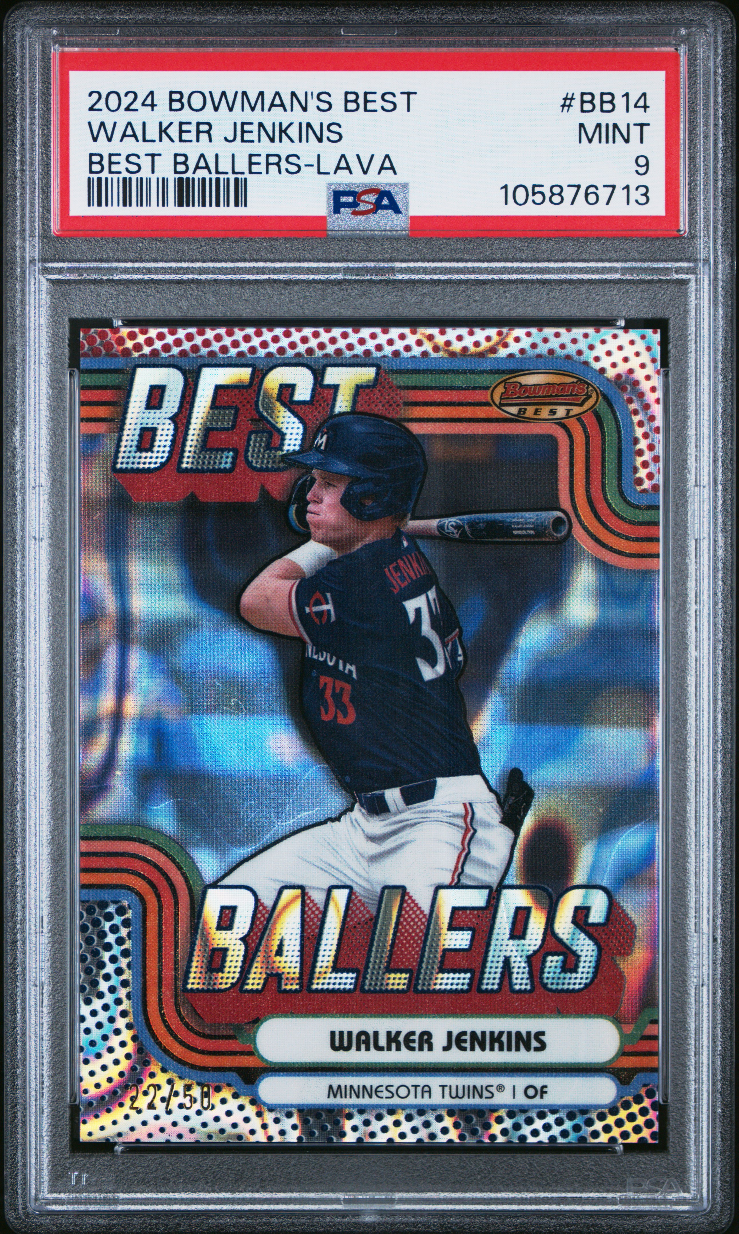 2024 Bowman's Best Best Ballers Walker Jenkins #Bb14 (Best Ballers-Lava) Mint 9 front