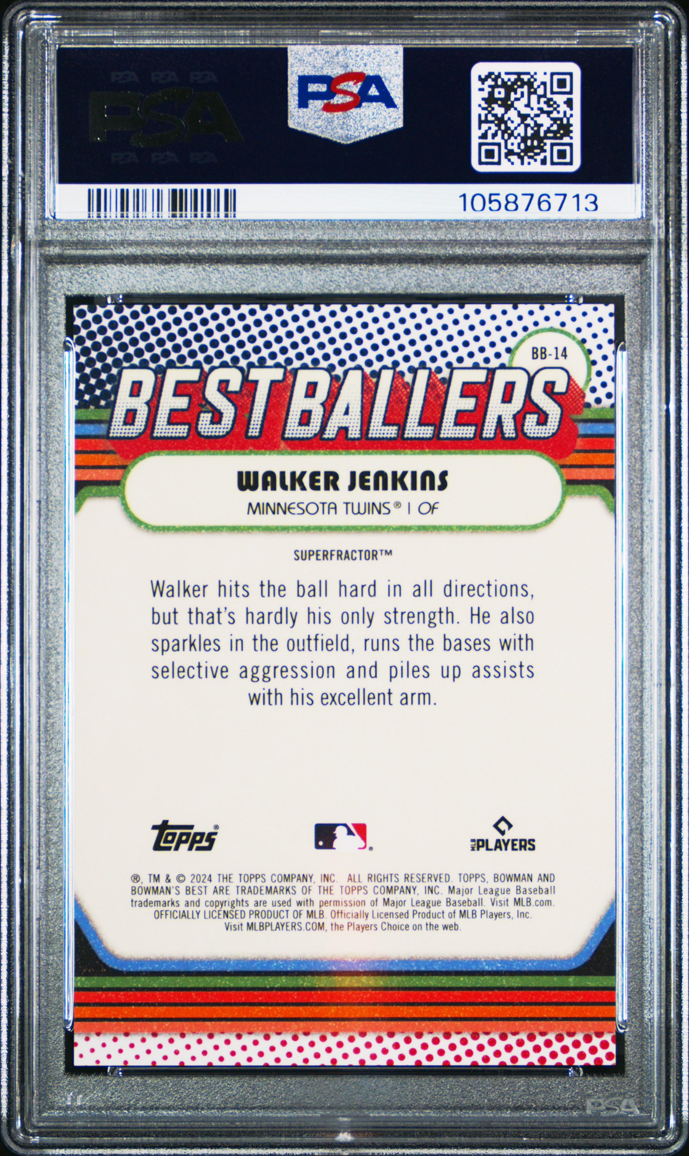 2024 Bowman's Best Best Ballers Walker Jenkins #Bb14 (Best Ballers-Lava) Mint 9 back