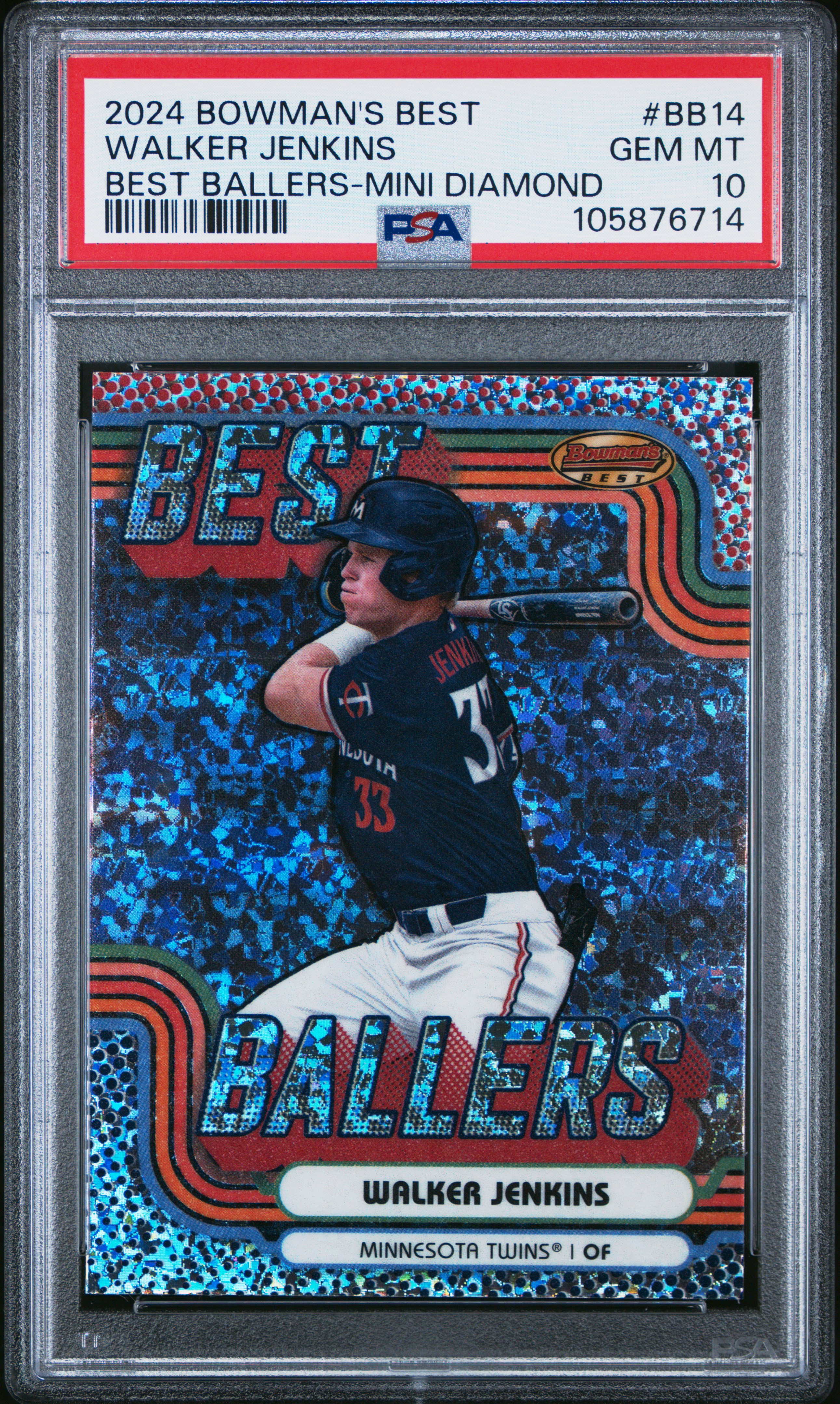 2024 Bowman's Best Best Ballers Walker Jenkins #Bb14 (Best Ballers-Mini Diamond) Gem Mt 10 front