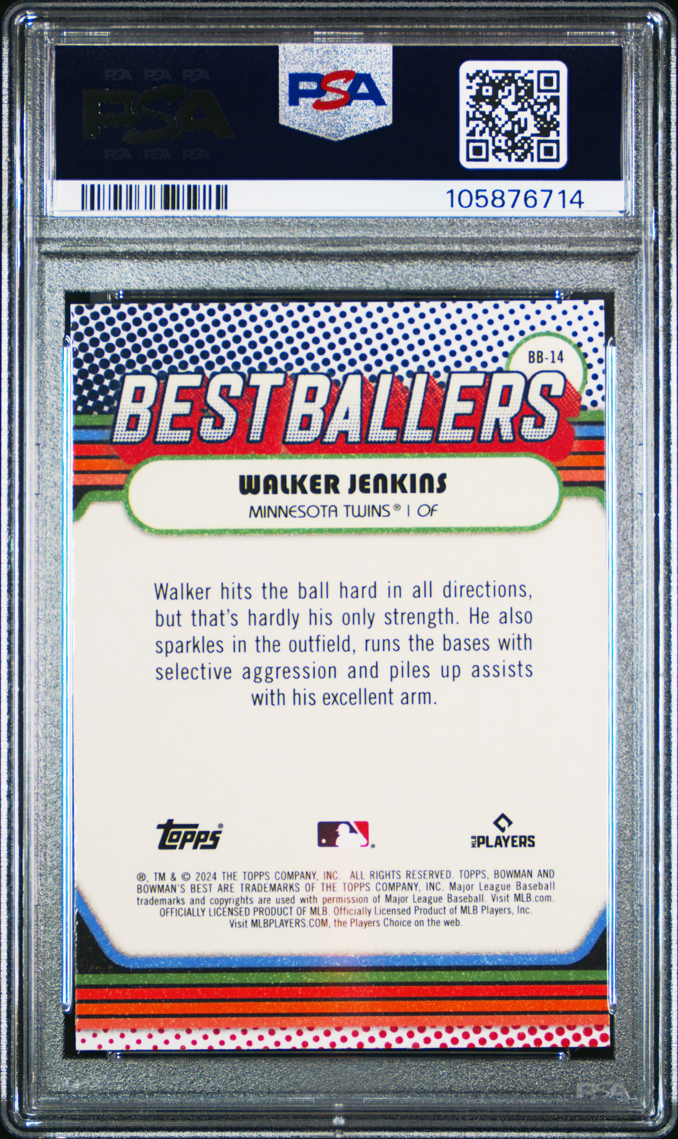 2024 Bowman's Best Best Ballers Walker Jenkins #Bb14 (Best Ballers-Mini Diamond) Gem Mt 10 back