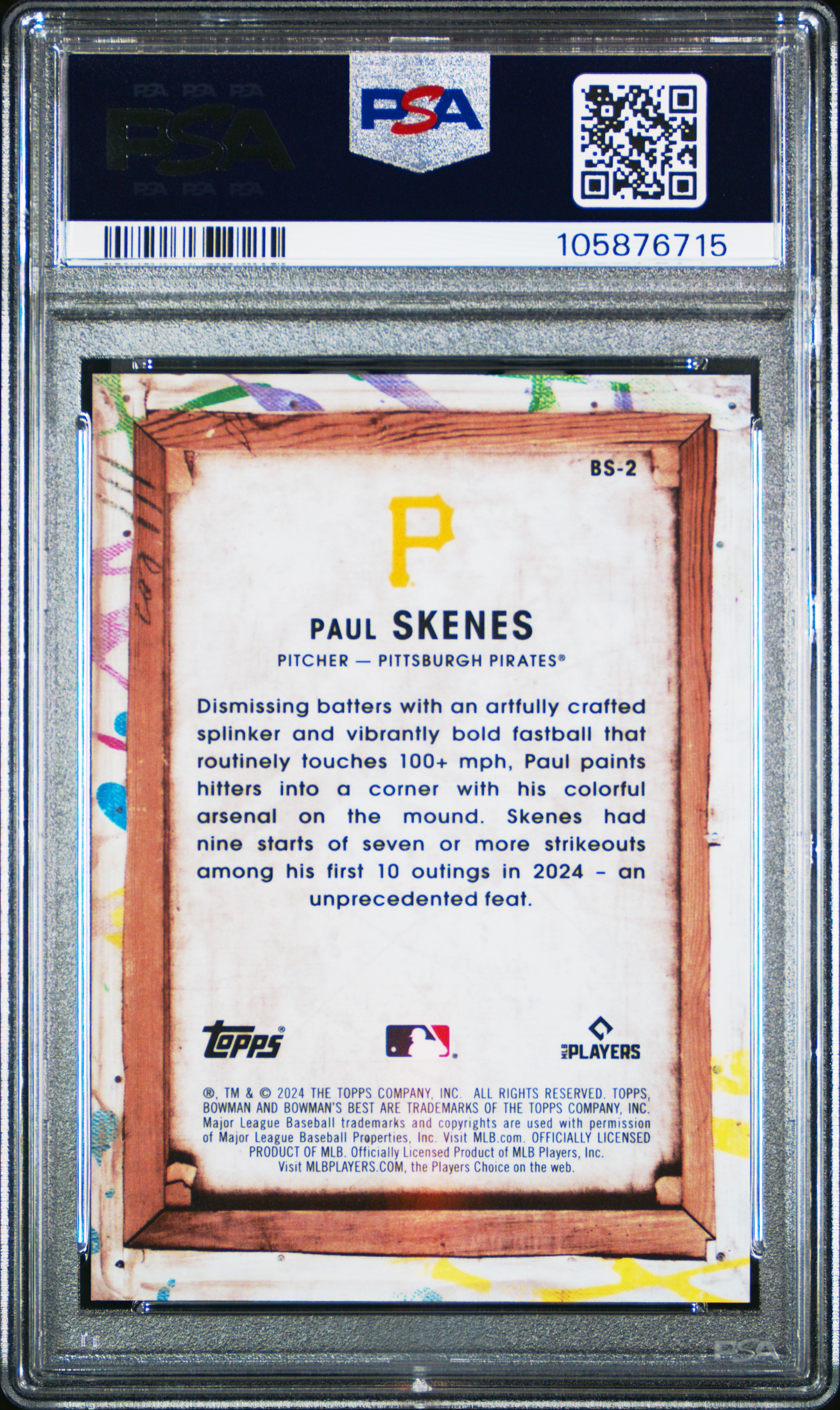 2024 Bowman's Best Bowman Showpieces Paul Skenes #Bs2 Gem Mt 10 back