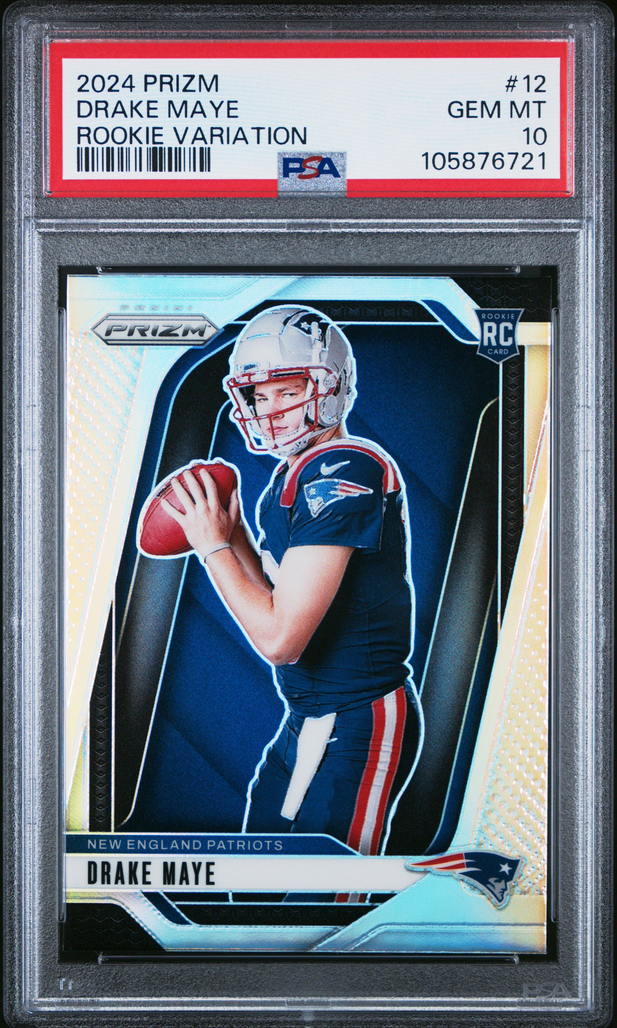 2024 Panini Prizm Rookie Variation Drake Maye #12 Gem Mt 10 front