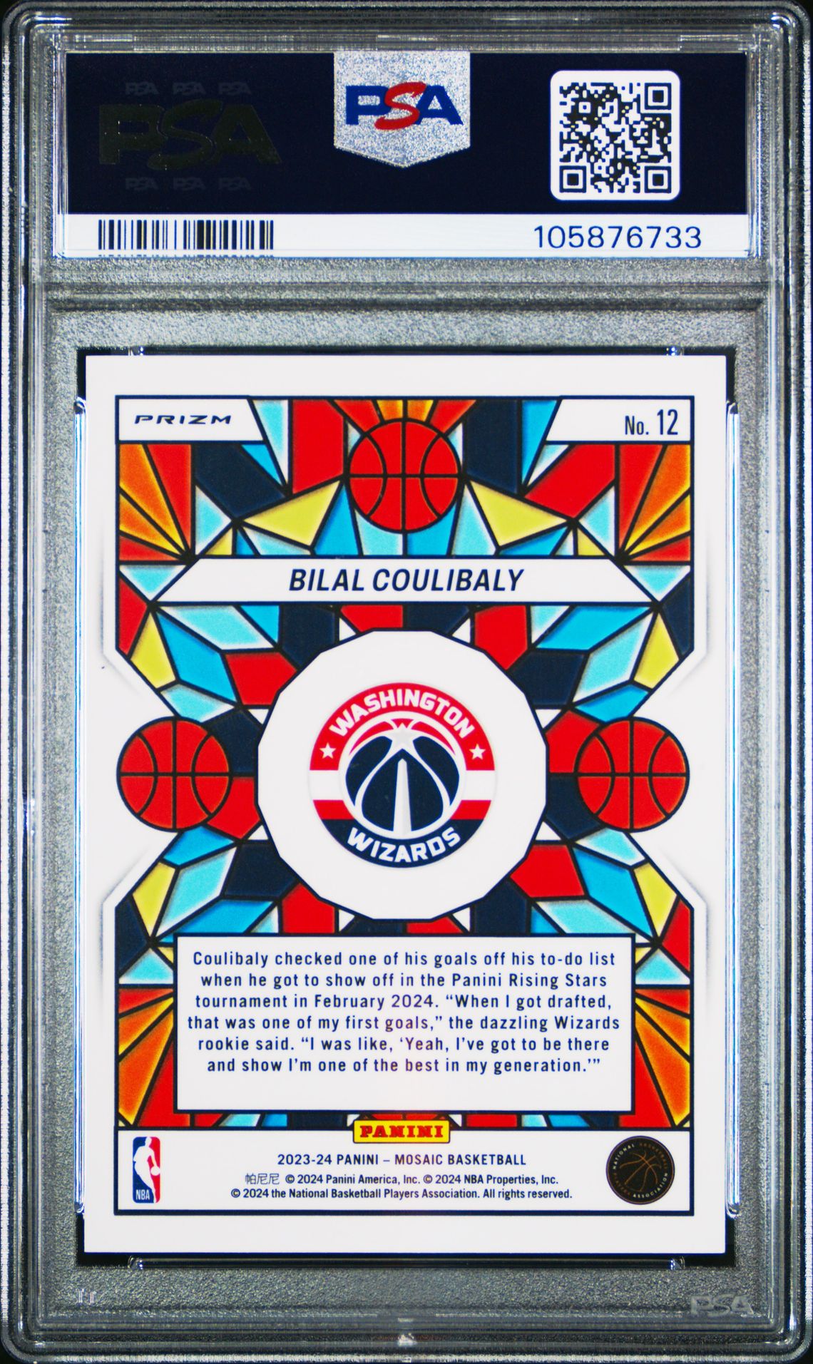 2023 Panini Mosaic Stained Glass Bilal Coulibaly #12 Mint 9 back