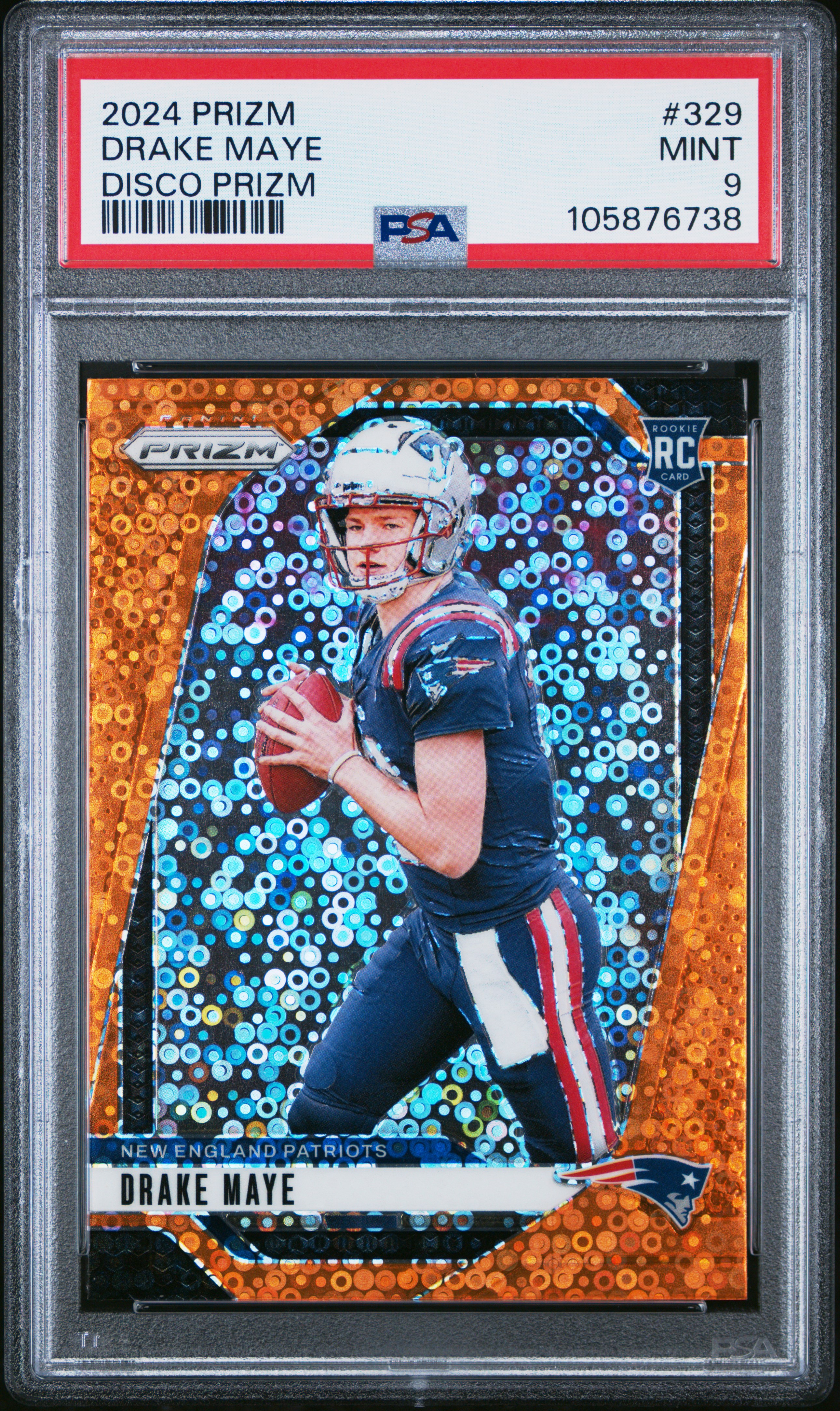 2024 Panini Prizm Drake Maye #329 (Disco Prizm) Mint 9 front