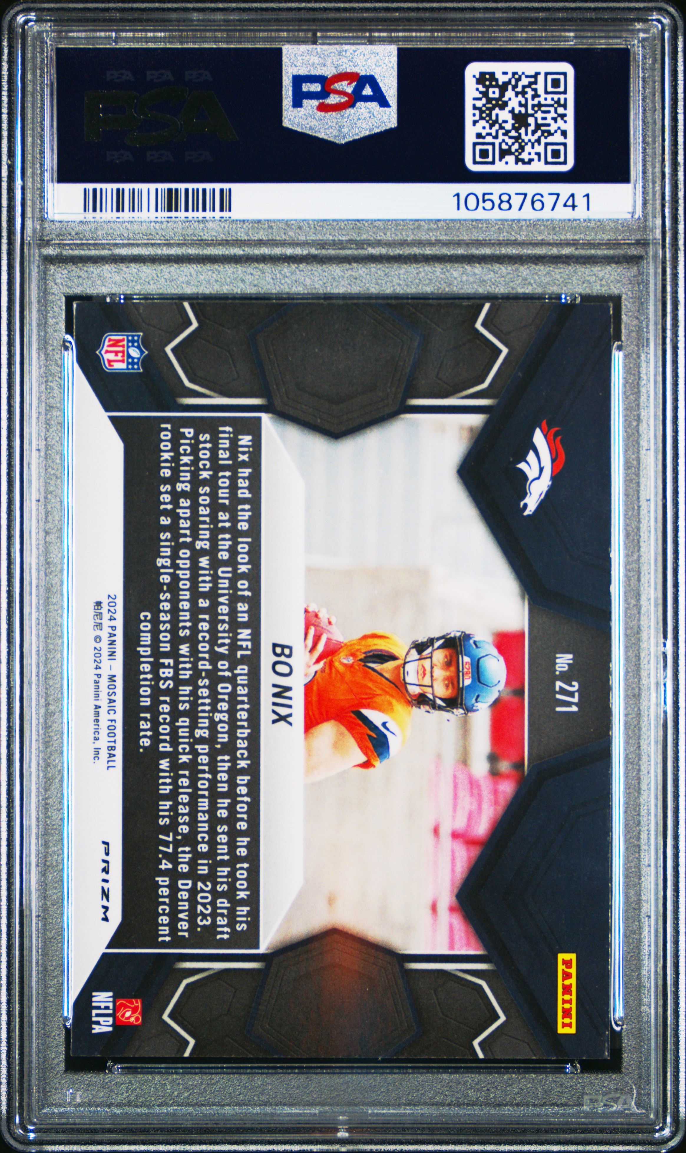 2024 Panini Mosaic Bo Nix #271 (Silver) Nm-Mt 8 back