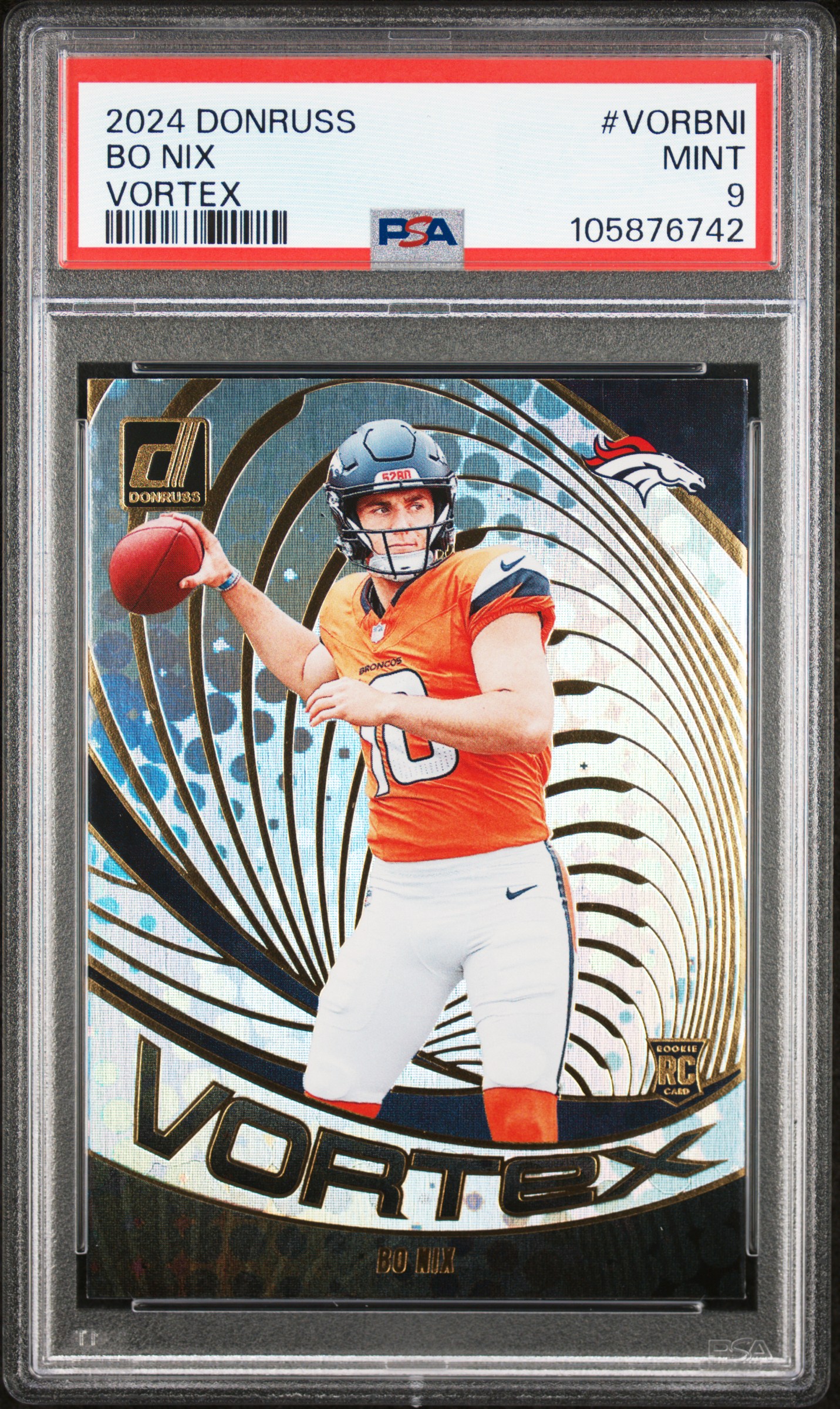 2024 Panini Donruss Vortex Bo Nix #Vorbni Mint 9 front