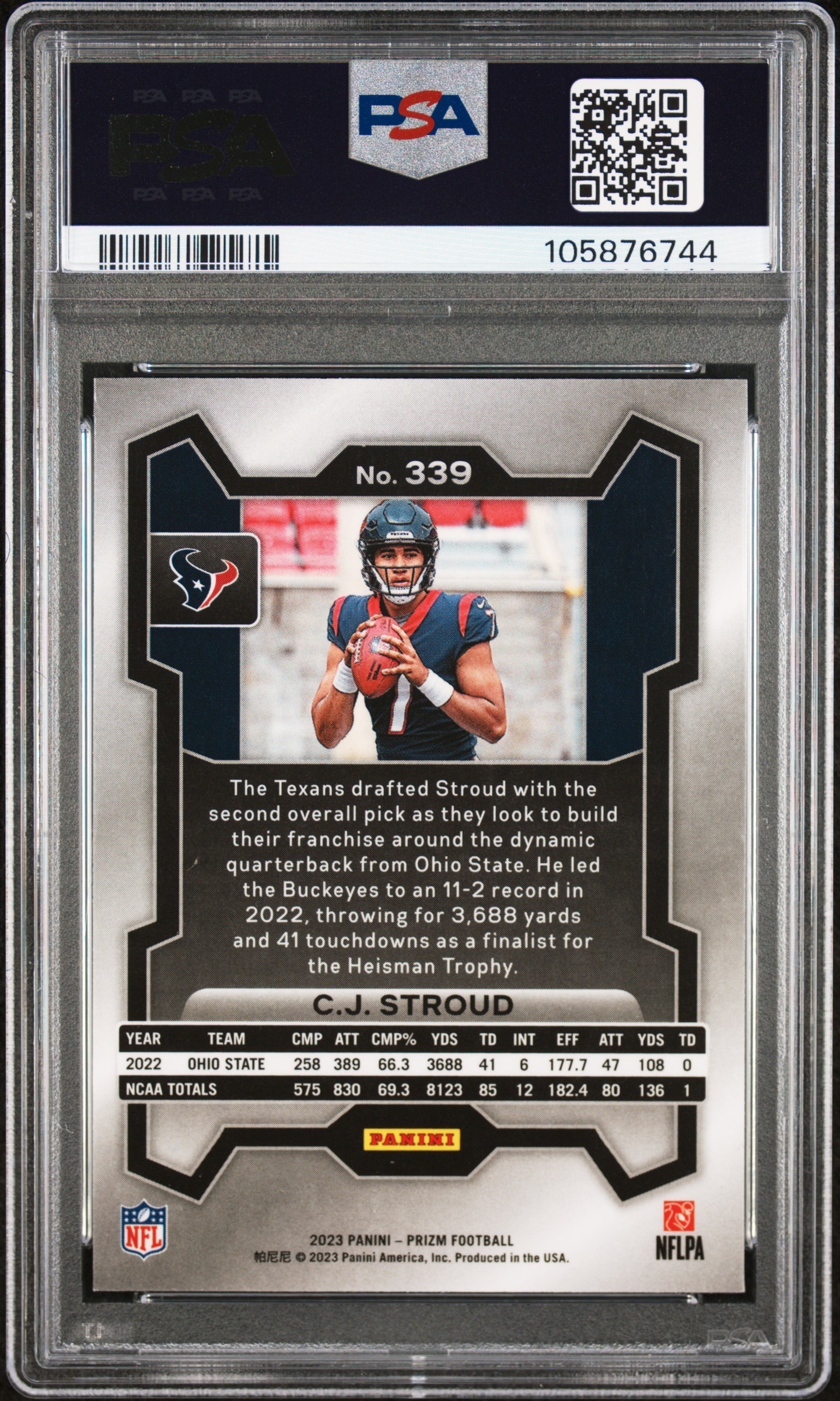 2023 Panini Prizm Cj Stroud #339 Mint 9 back