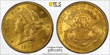 1902 $20 AU58