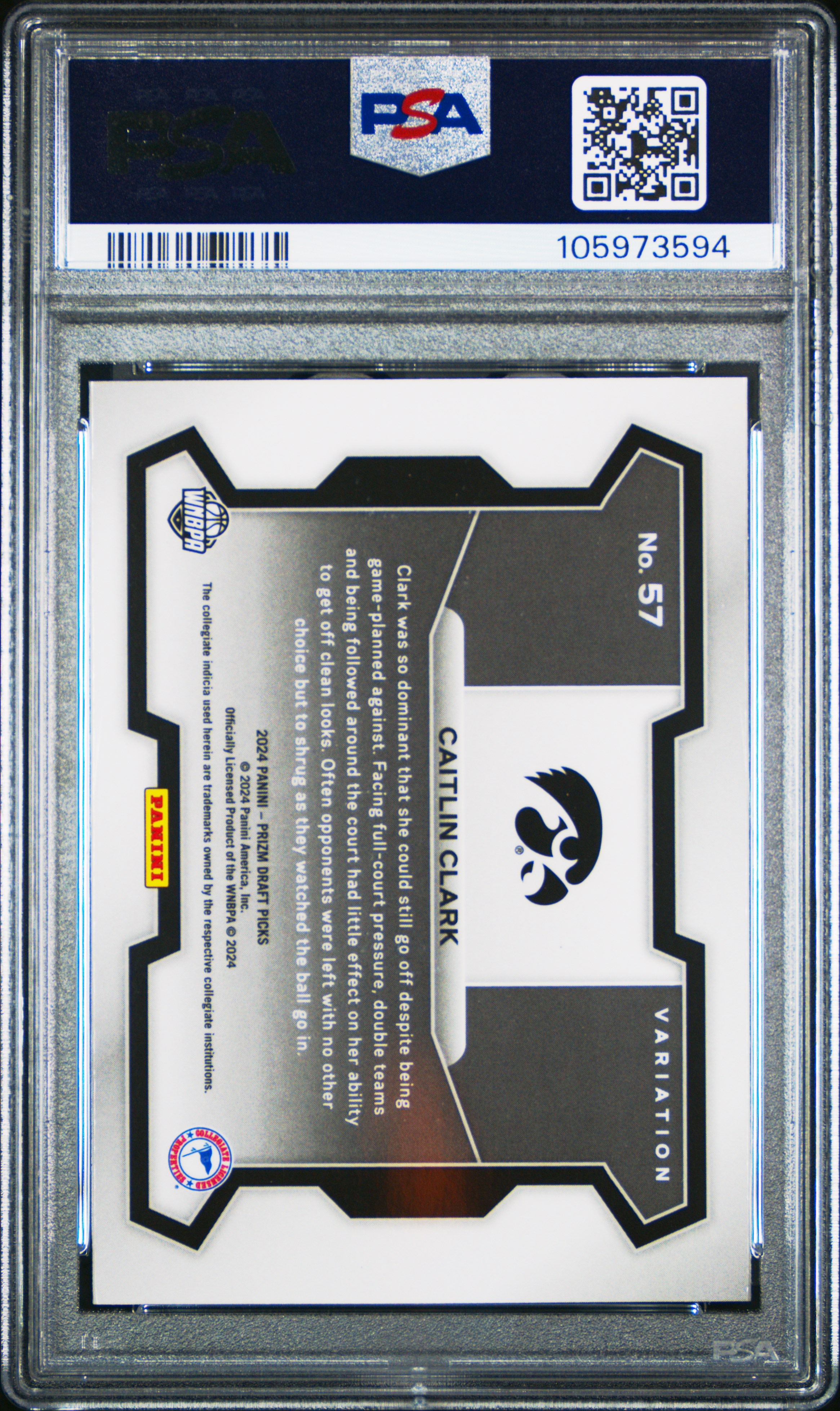 2024 Panini Prizm Draft Picks Caitlin Clark #57 (Variation) Mint 9 front