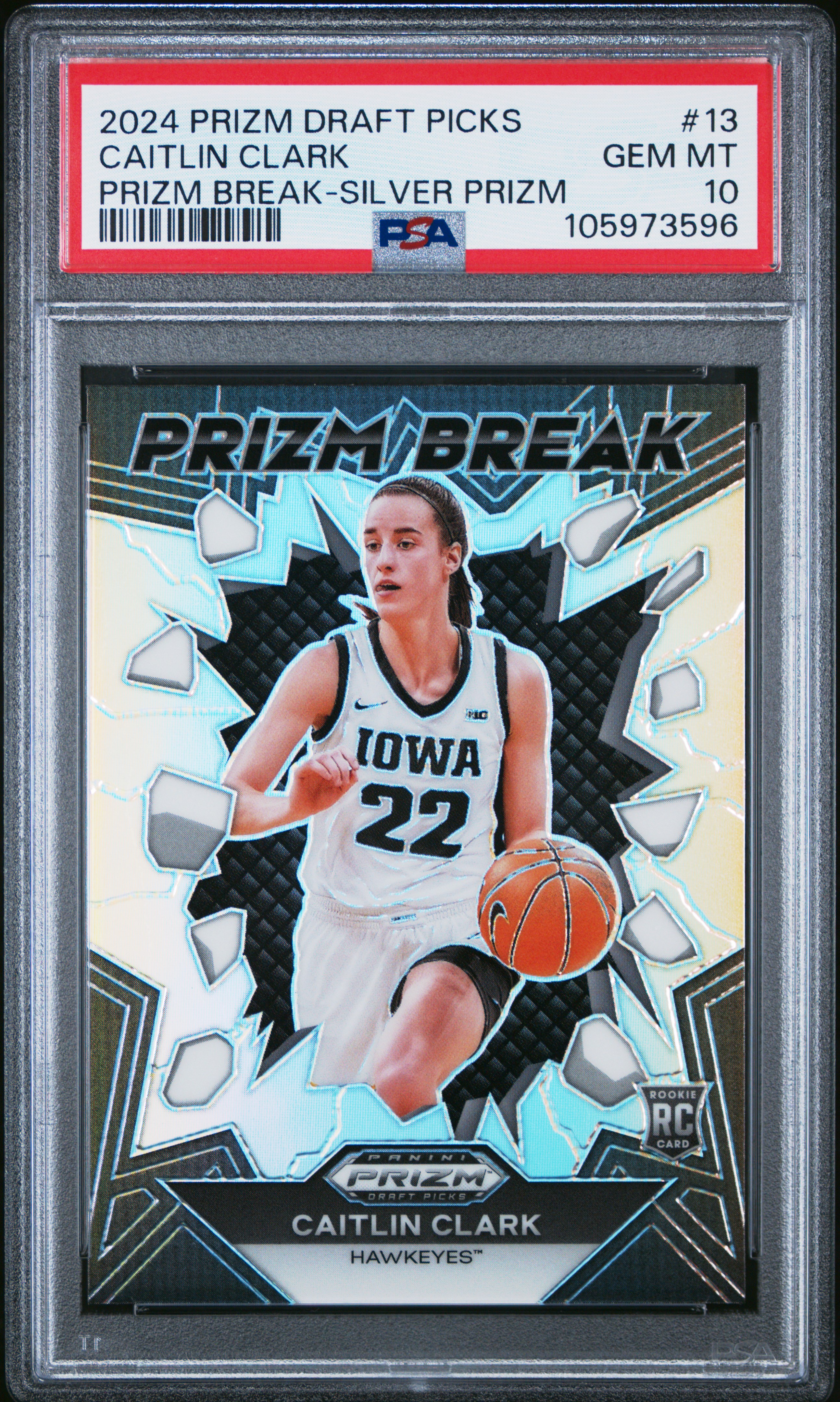 2024 Panini Prizm Draft Picks Prizm Break Caitlin Clark #13 (Prizm Break-Silver Prizm) Gem Mt 10 back